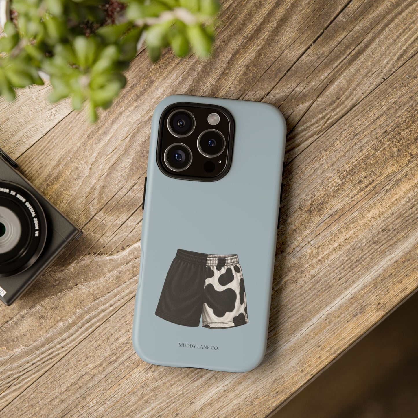 Cow Print Shorts Tough Phone Case in Dusty Blue Matte
