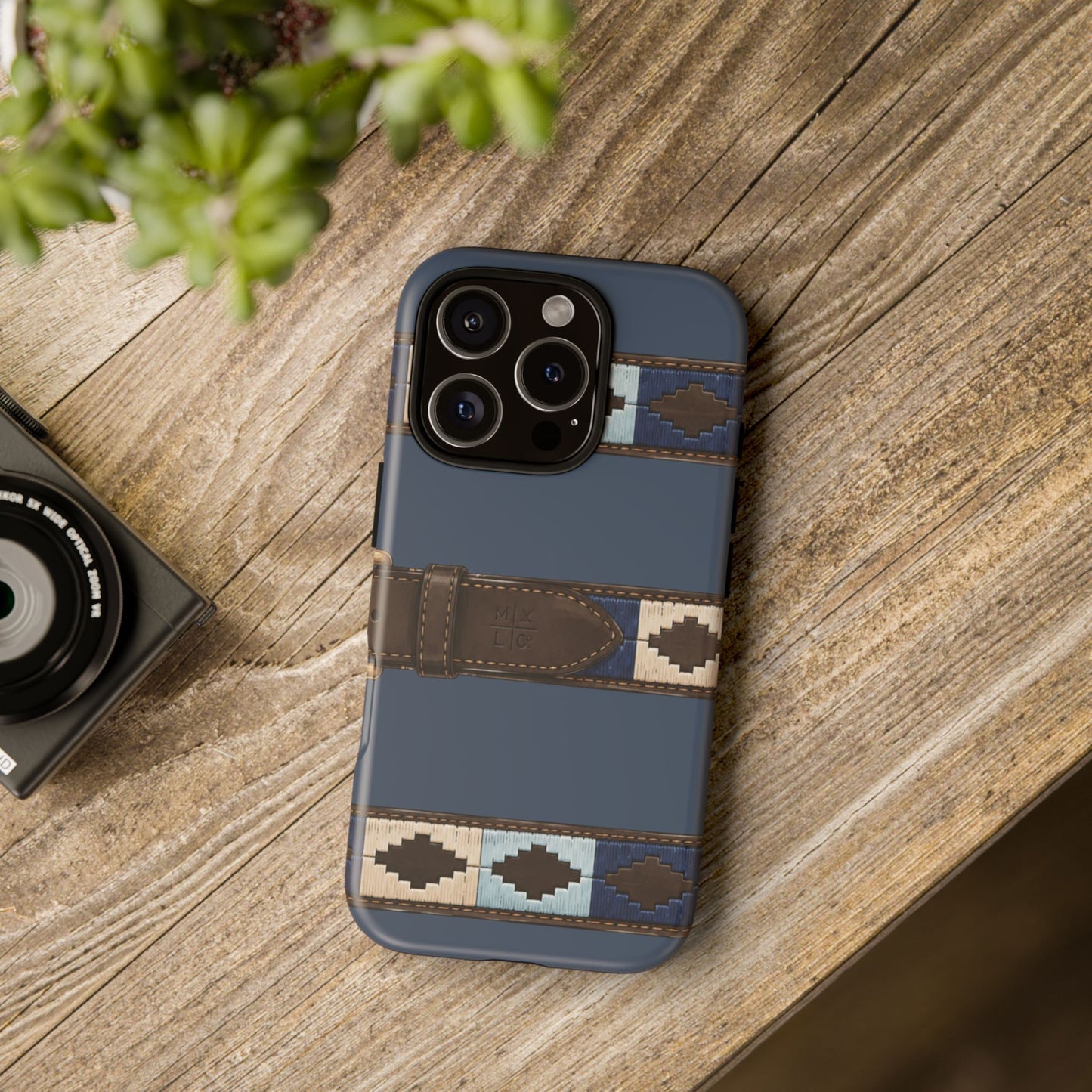 Country Belt Pattern Tough Phone Case in Deep Navy Matte
