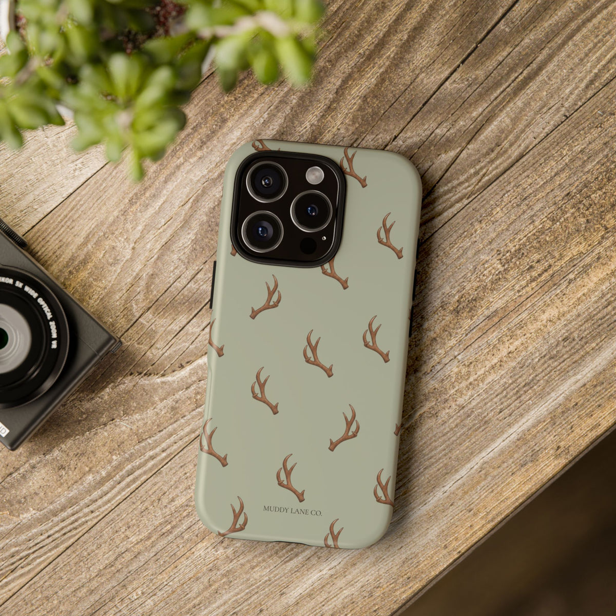 Antler Pattern Tough Phone Case in Light Sage Matte