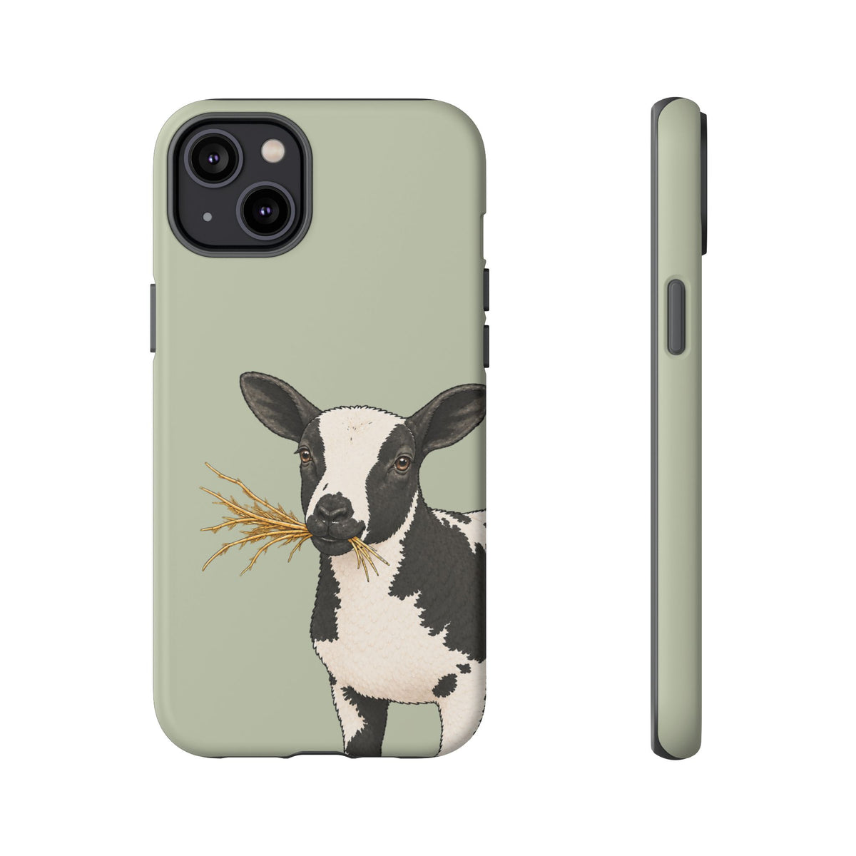 Dutch Spotted Sheep Close-Up Tough Phone Case in Light Sage Matte