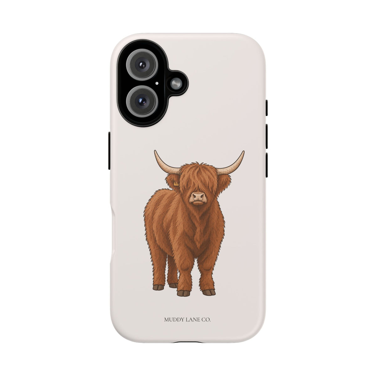 Highland Cow Tough Phone Case in Warm Cream Matte