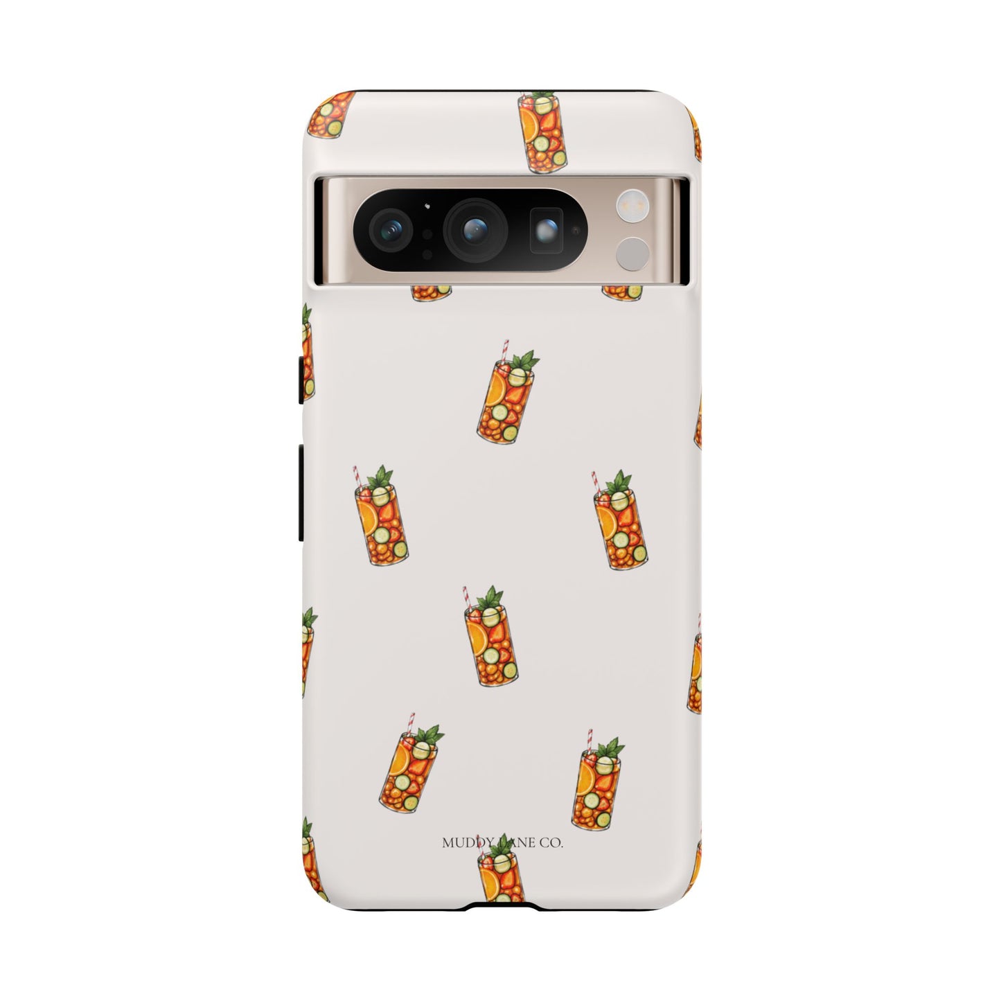 Summer Drink Pattern Tough Phone Case in Warm Cream Matte