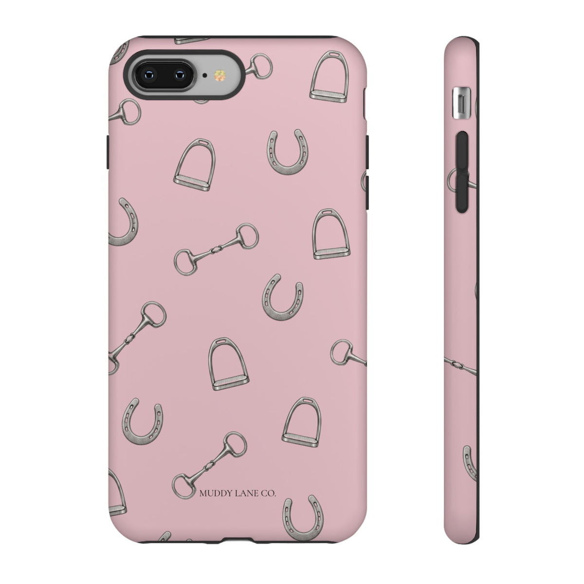 Tack Room Pattern Tough Phone Case in Soft Rosette Pink Matte