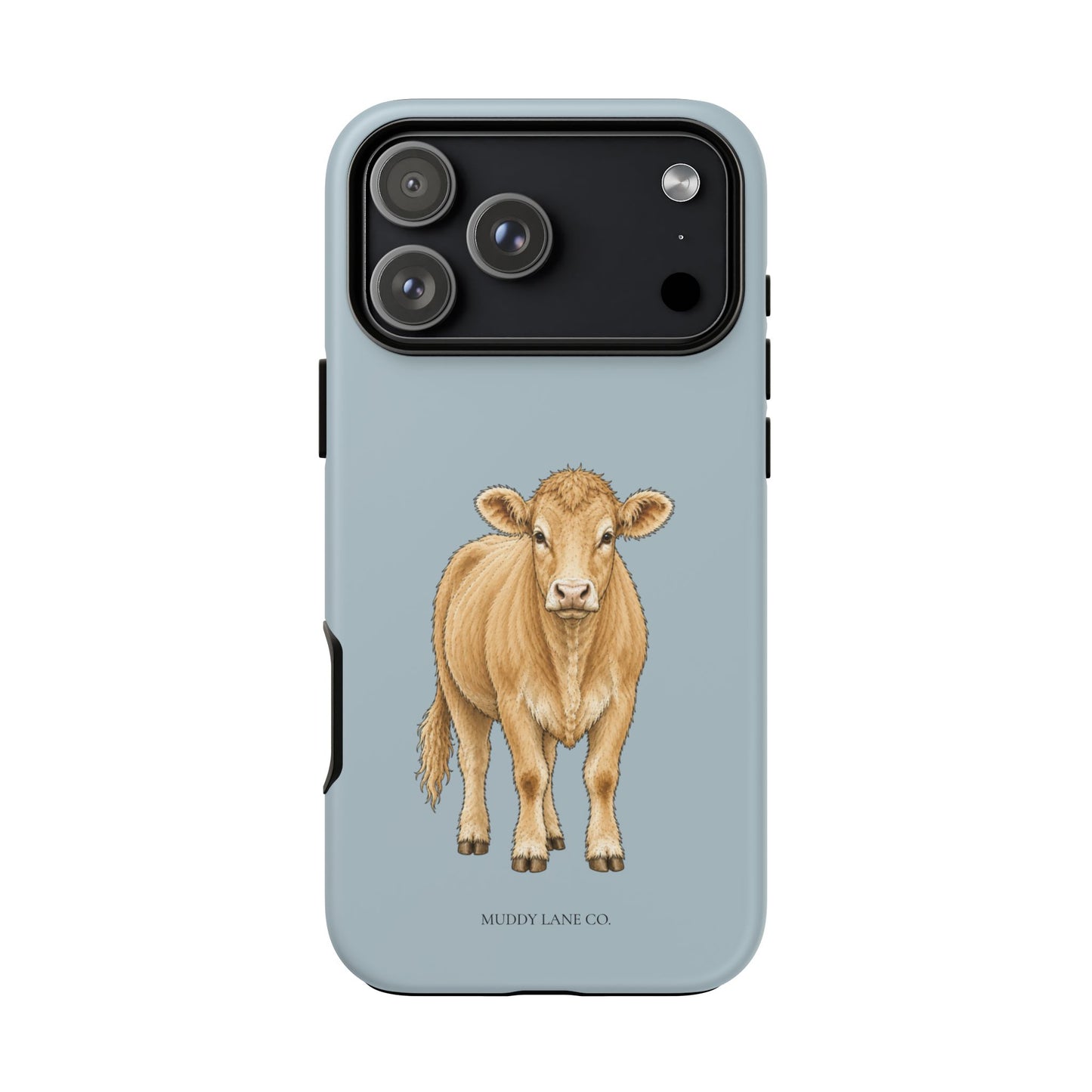 Farm Cow Tough Phone Case in Dusty Blue Matte