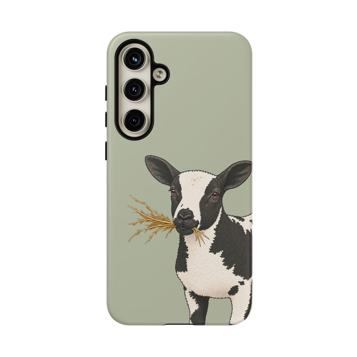 Dutch Spotted Sheep Close-Up Tough Phone Case in Light Sage Matte