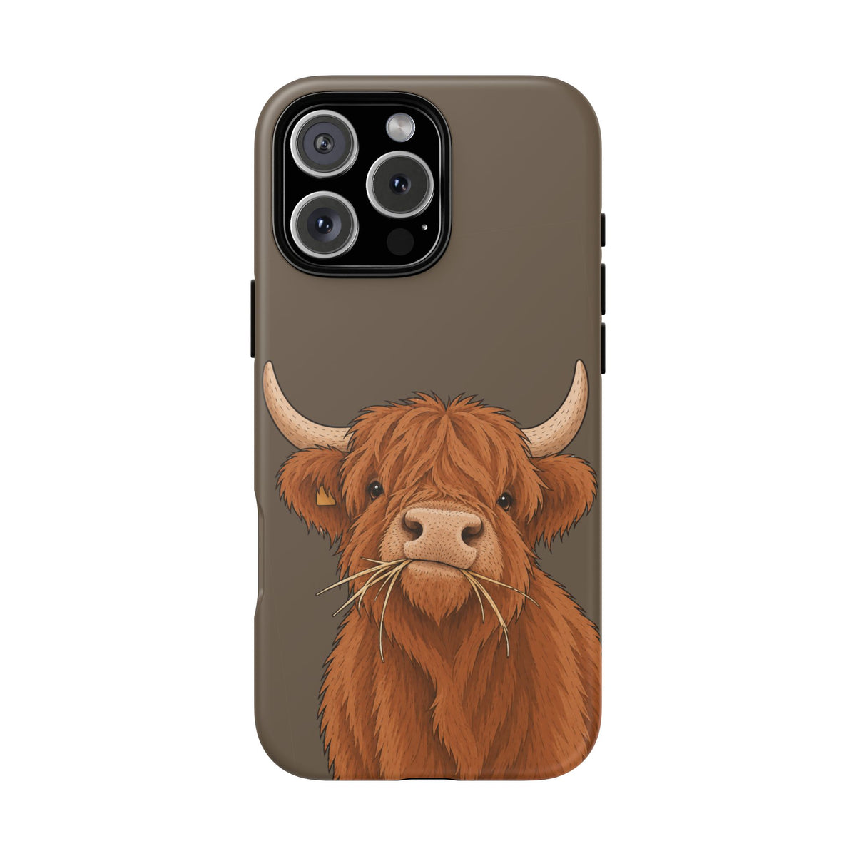 Highland Cow Close-Up Tough Phone Case in Taupe Brown Matte