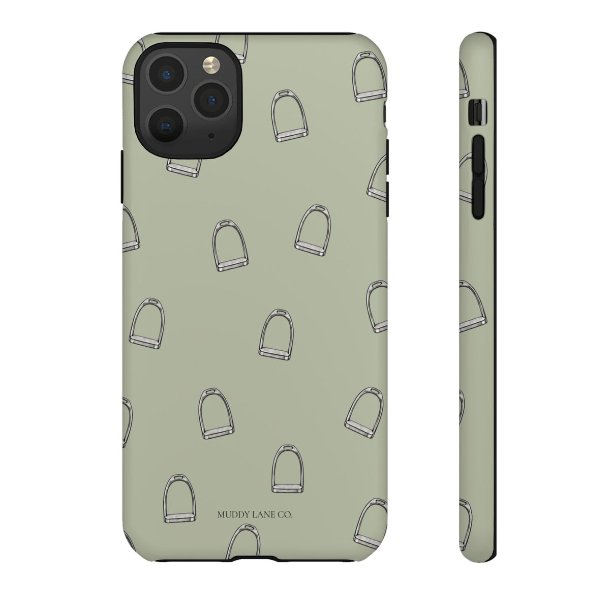 Stirrup Pattern Tough Phone Case in Light Sage Matte