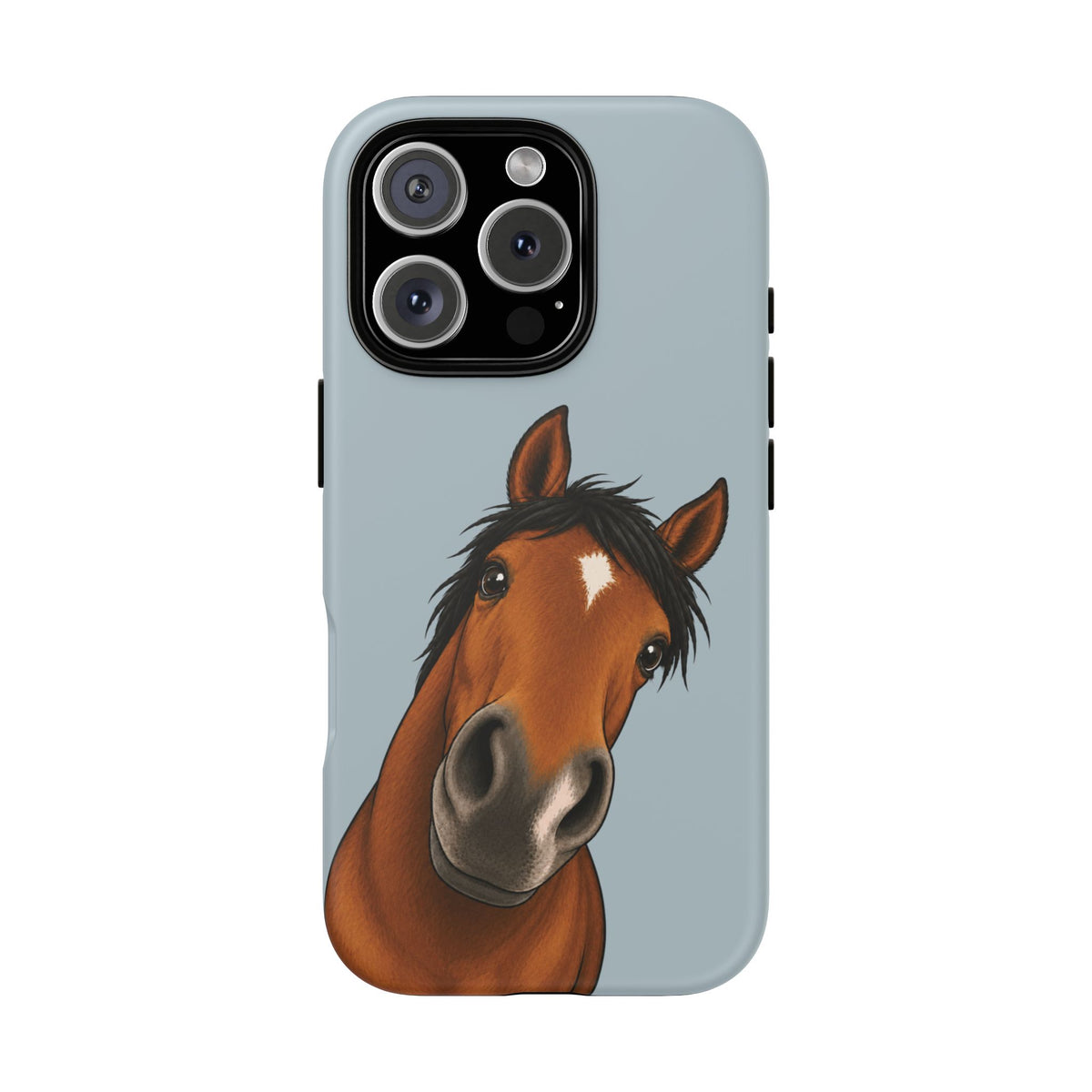 Boop Horse tough phone case in Dusty Blue, matte finish, original Muddy Lane Co. artwork