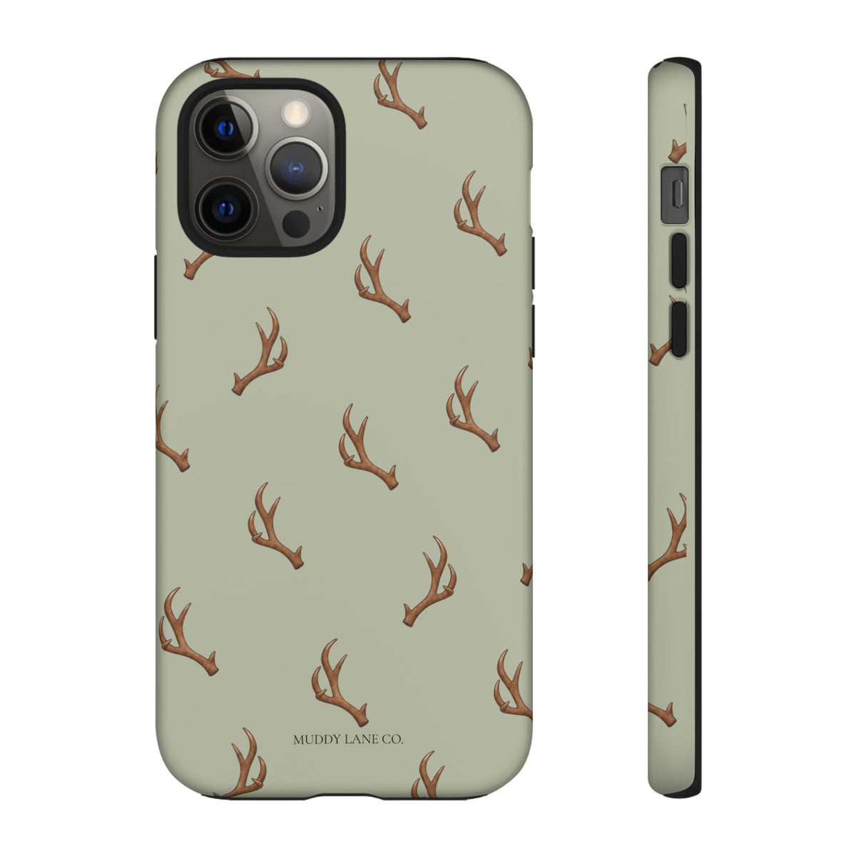 Antler Pattern Tough Phone Case in Light Sage Matte