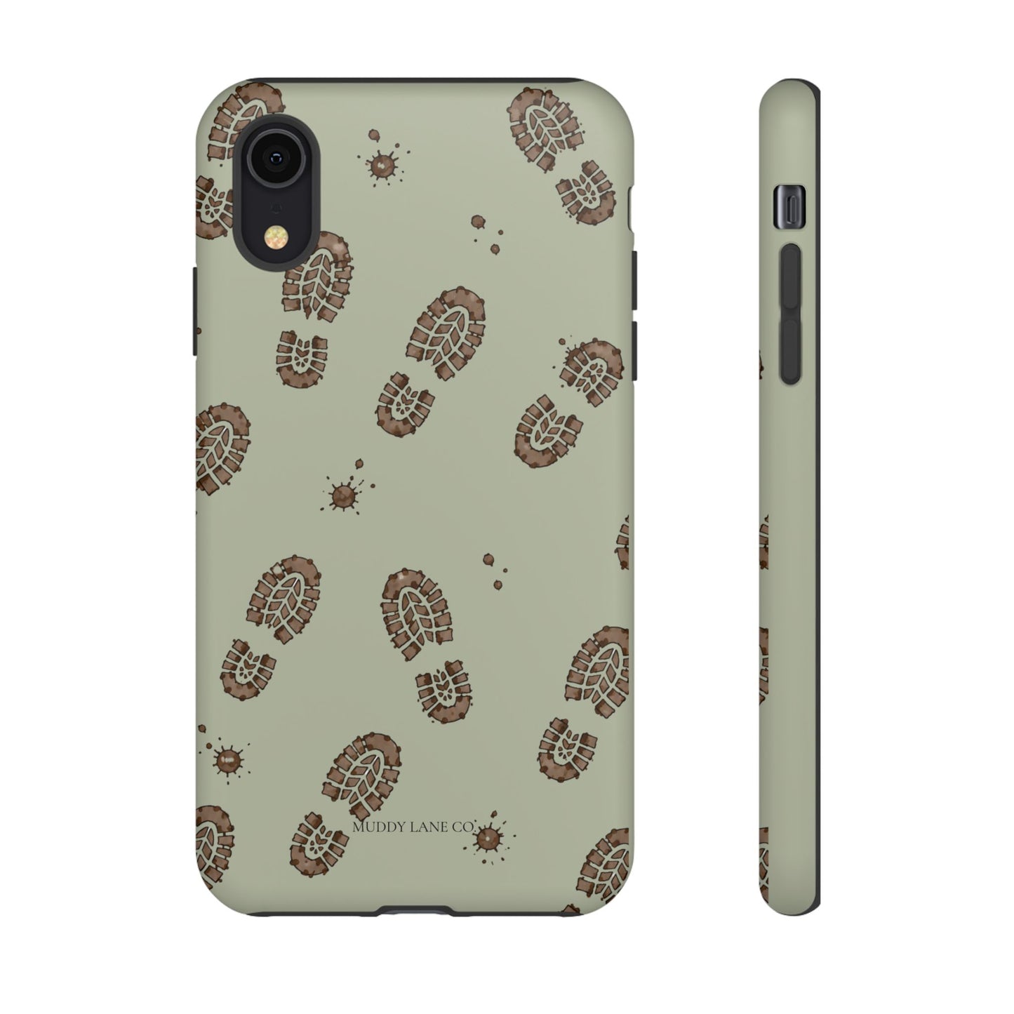Muddy Boot Print Tough Phone Case in Light Sage Matte