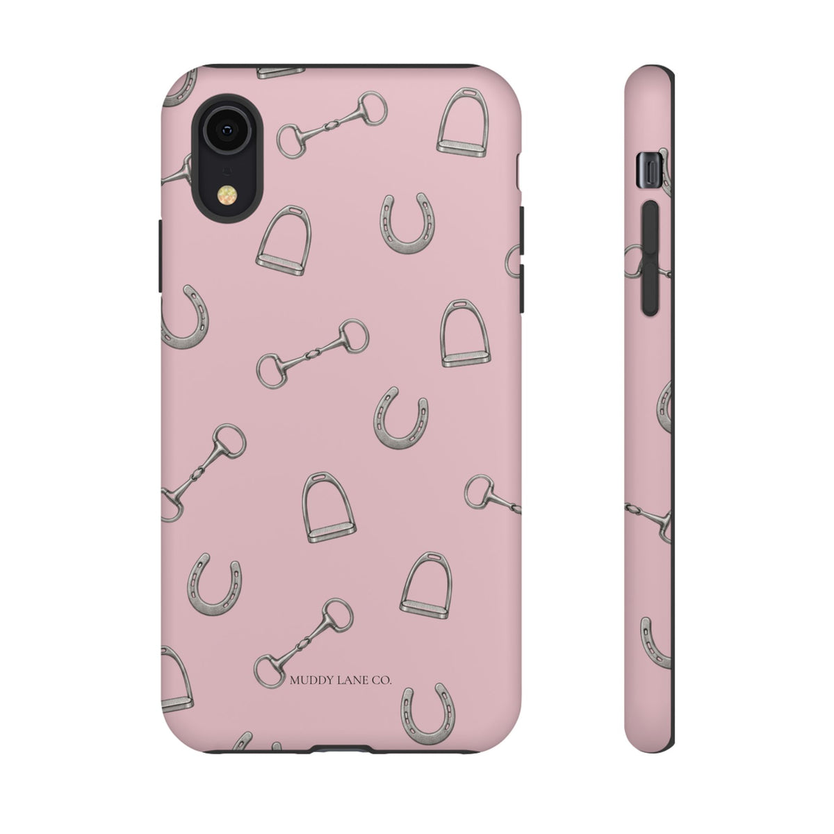 Tack Room Pattern Tough Phone Case in Soft Rosette Pink Matte