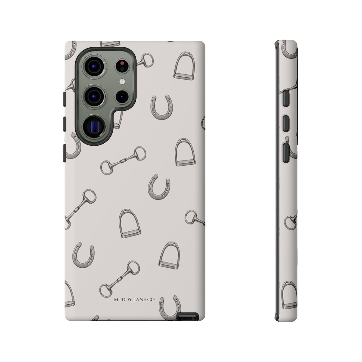 Tack Room Pattern Tough Phone Case in Warm Cream Matte