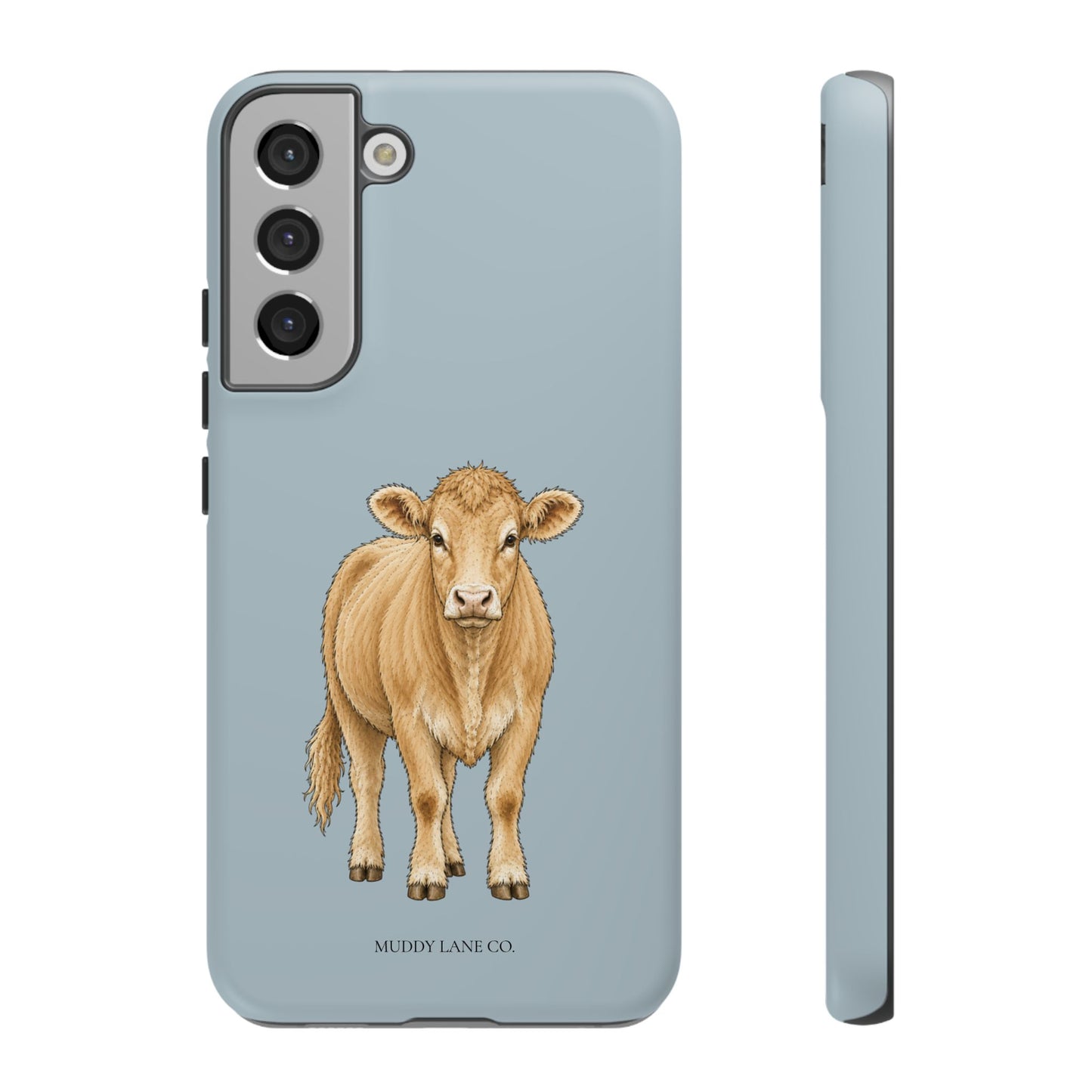 Farm Cow Tough Phone Case in Dusty Blue Matte