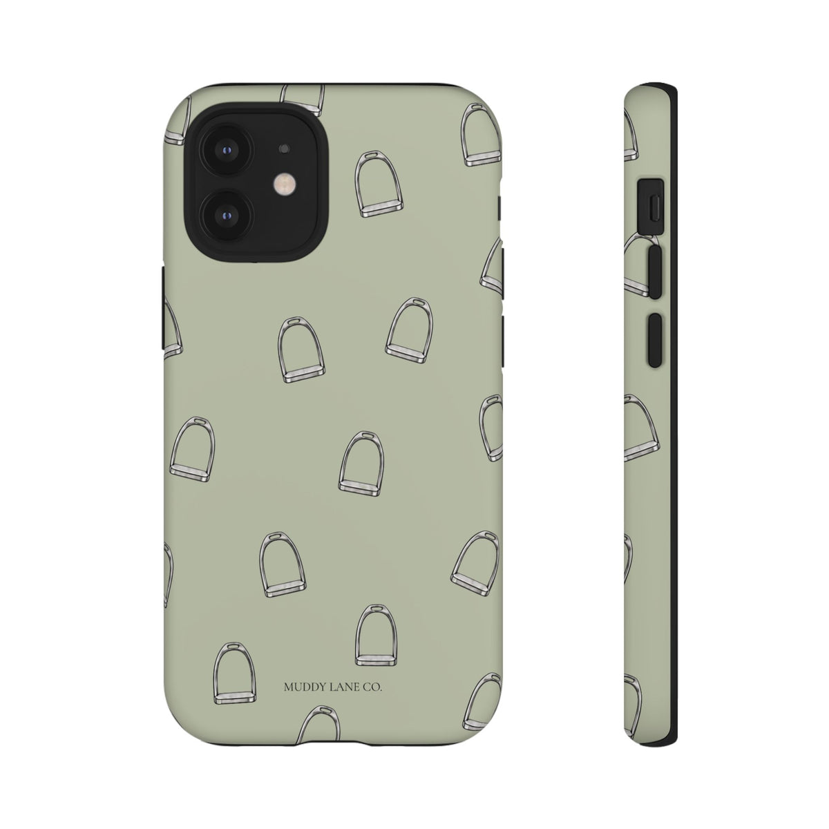 Stirrup Pattern Tough Phone Case in Light Sage Matte