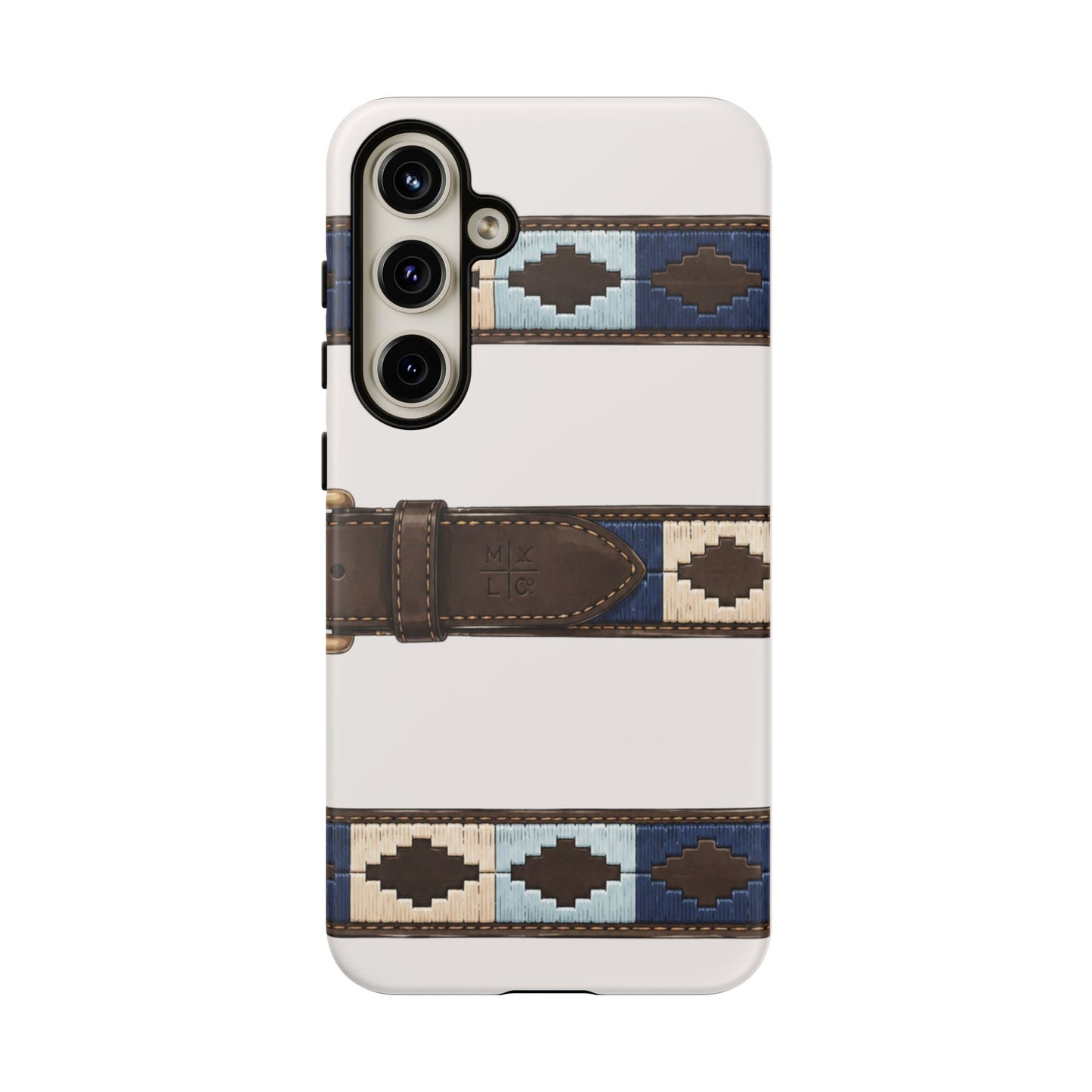 Country Belt Pattern Tough Phone Case in Warm Cream Matte