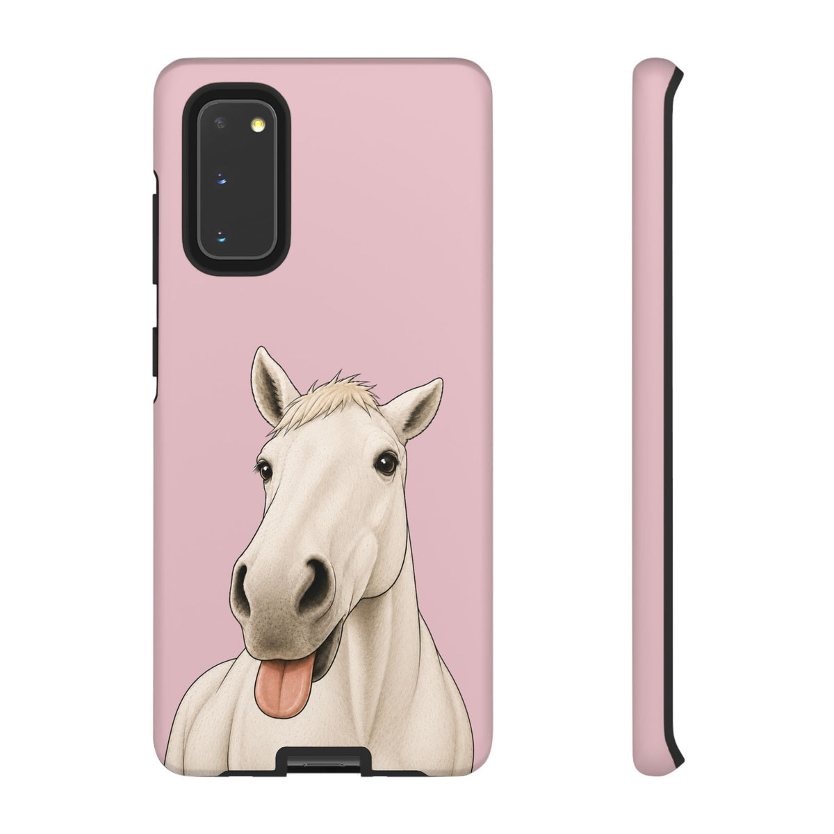 Silly White Horse Tough Phone Case in Soft Rosette Pink Matte
