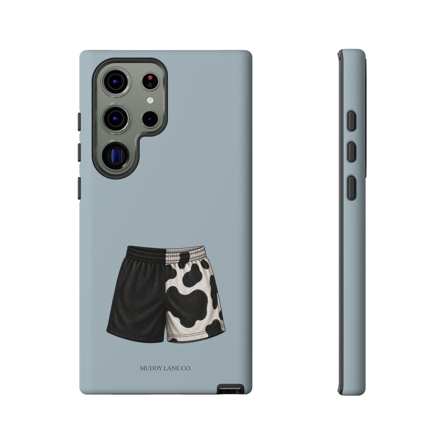 Cow Print Shorts Tough Phone Case in Dusty Blue Matte