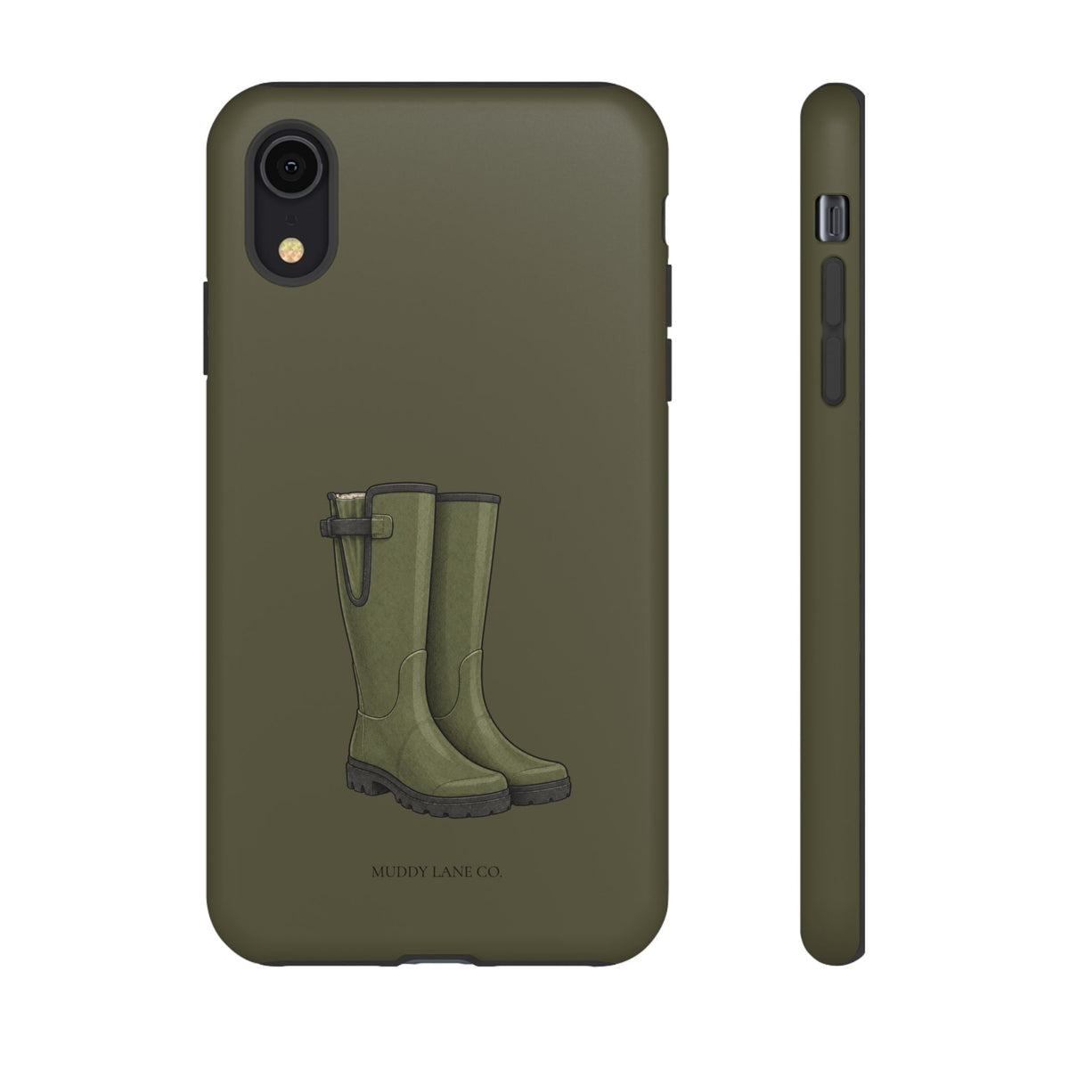 Wellies phone case in Muddy Green by Muddy Lane Co, photo 5