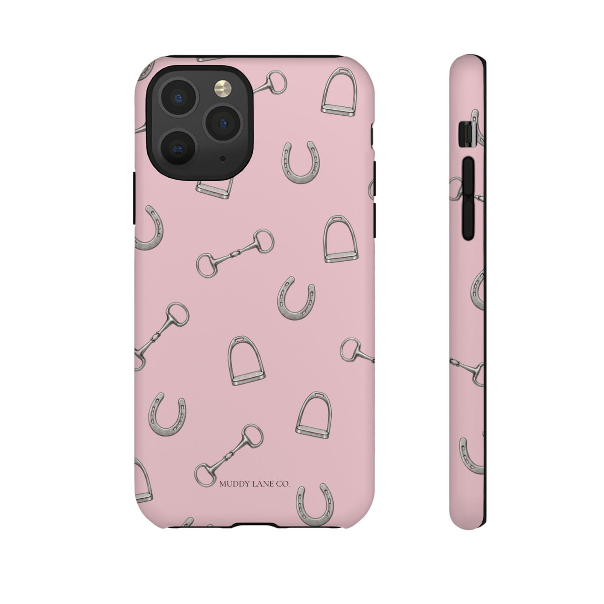 Tack Room Pattern Tough Phone Case in Soft Rosette Pink Matte