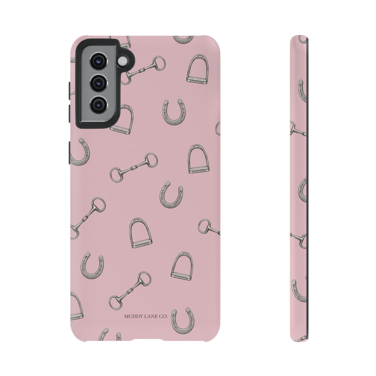 Tack Room Pattern Tough Phone Case in Soft Rosette Pink Matte