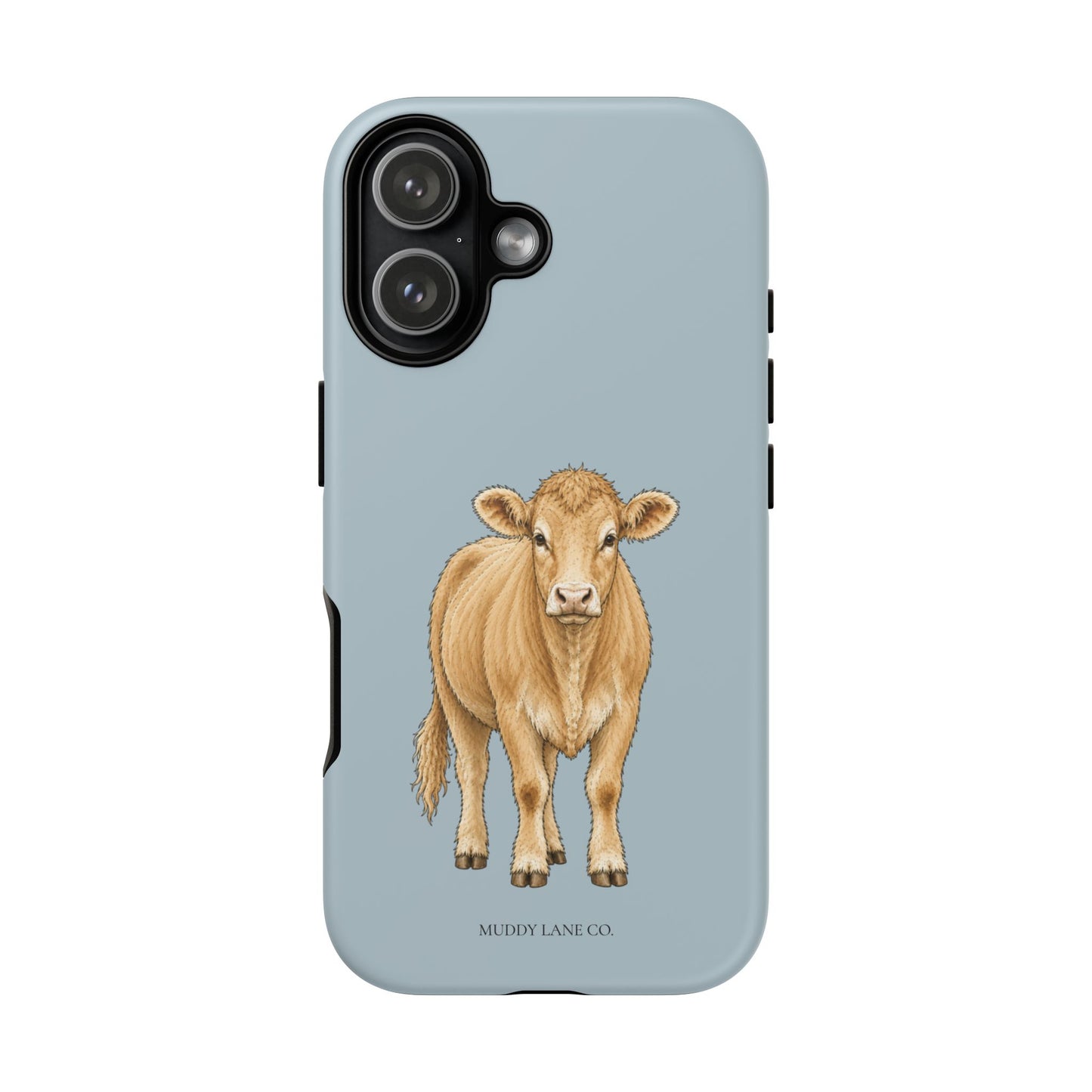 Farm Cow Tough Phone Case in Dusty Blue Matte