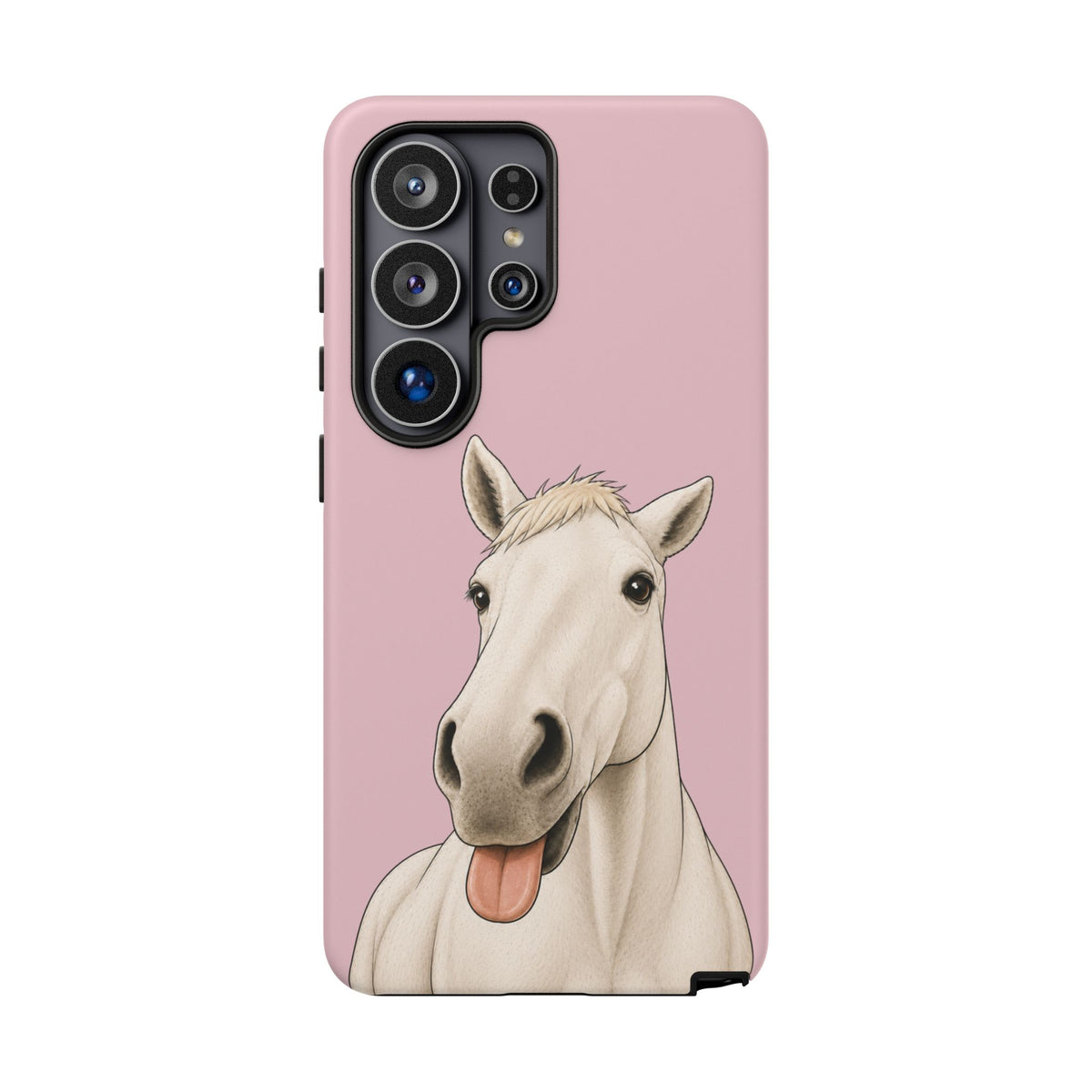 Silly White Horse Tough Phone Case in Soft Rosette Pink Matte