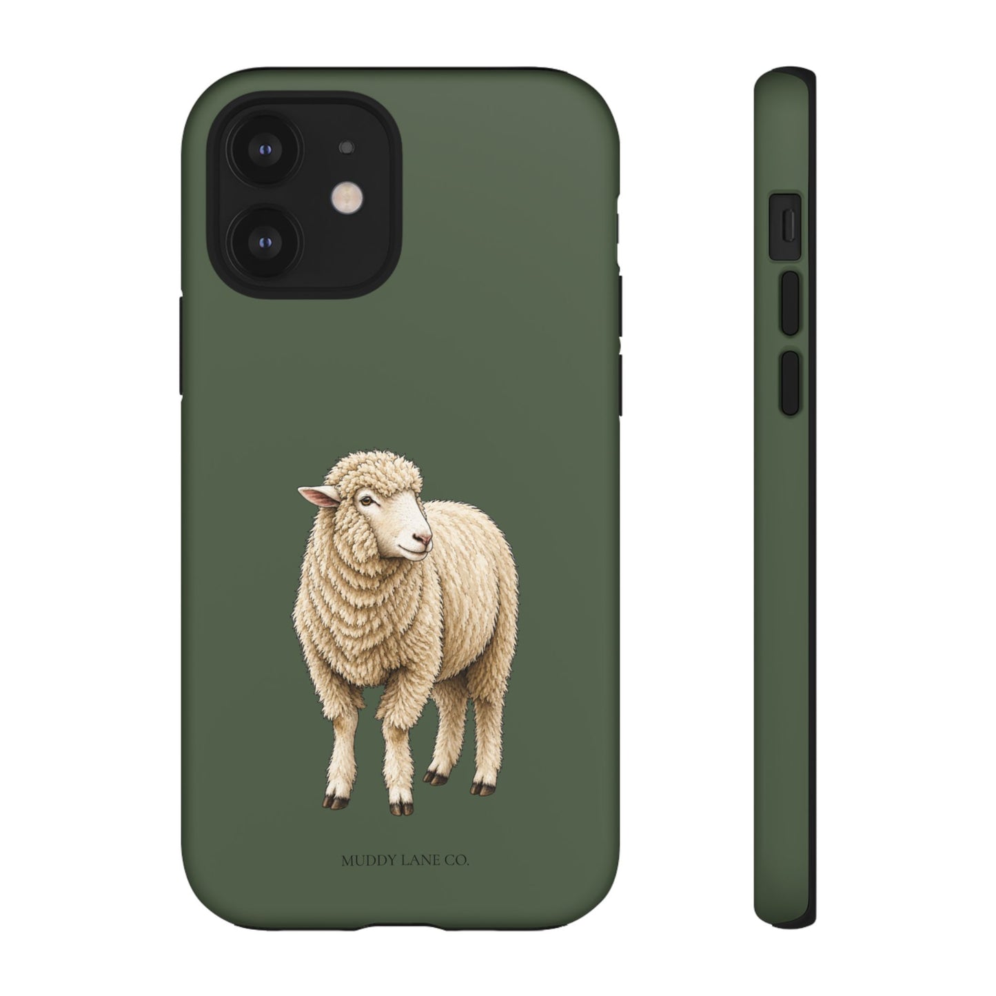 Sheep Tough Phone Case in Forest Green Matte