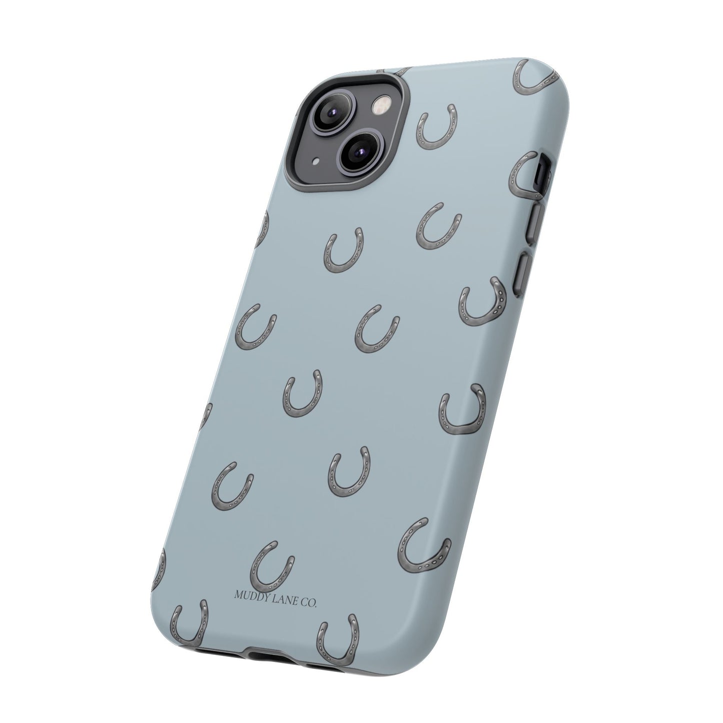 Horseshoe Pattern Tough Phone Case in Dusty Blue Matte