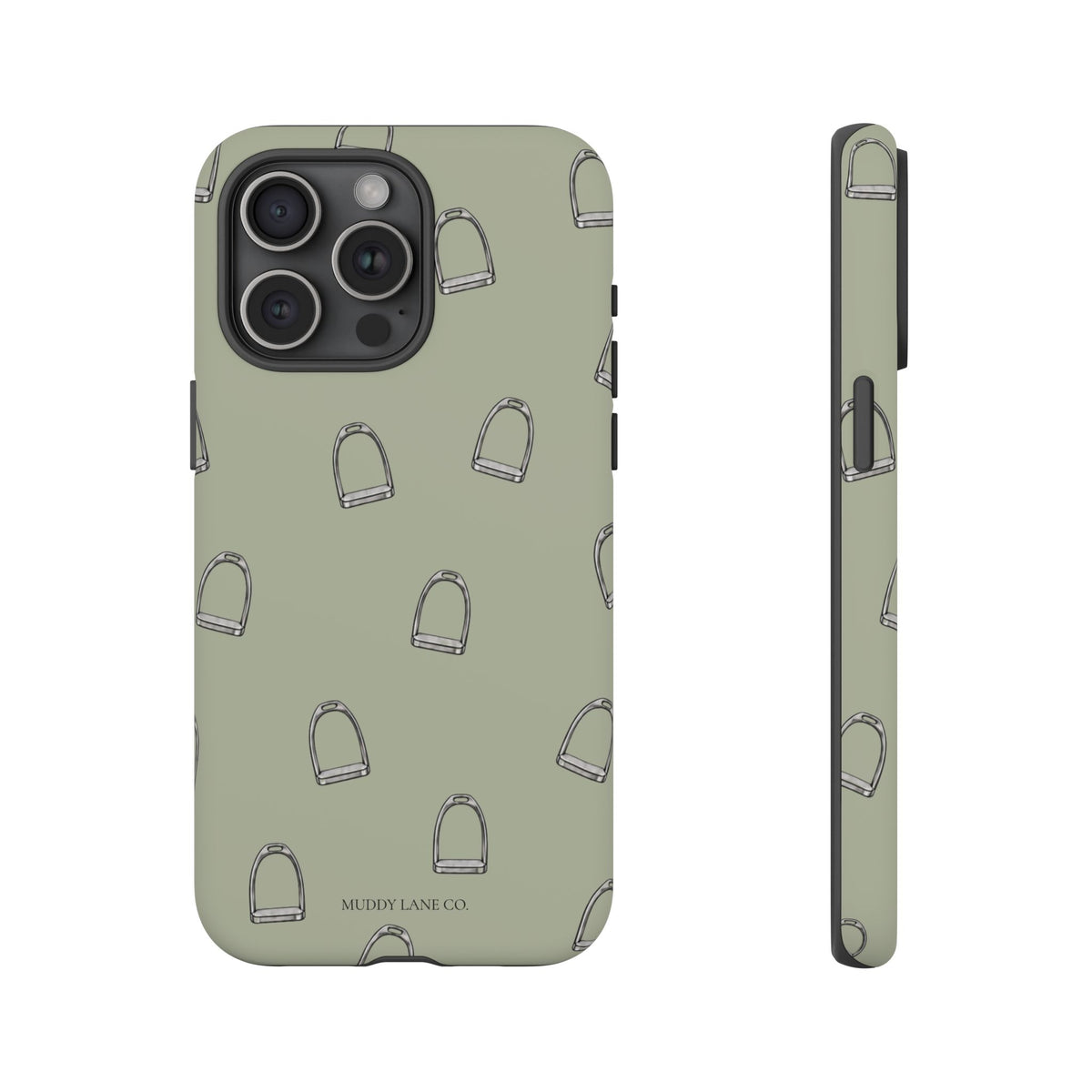 Stirrup Pattern Tough Phone Case in Light Sage Matte