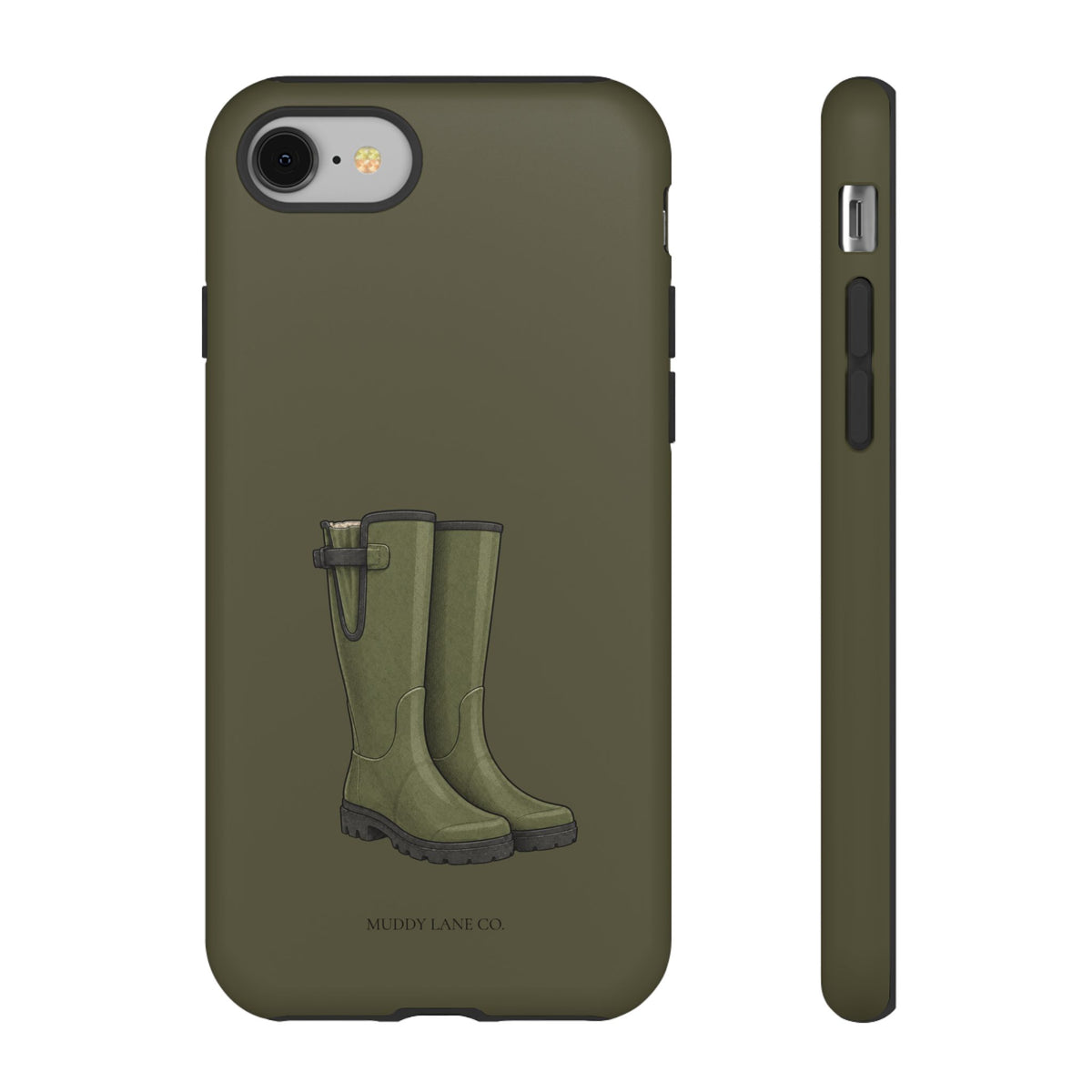 Wellies phone case in Muddy Green by Muddy Lane Co, photo 2