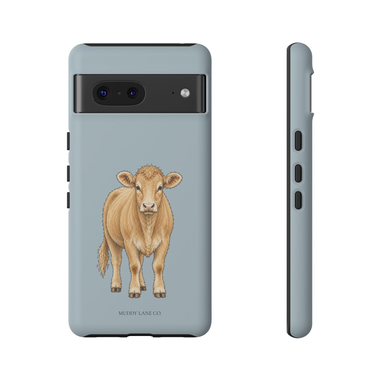 Farm Cow Tough Phone Case in Dusty Blue Matte