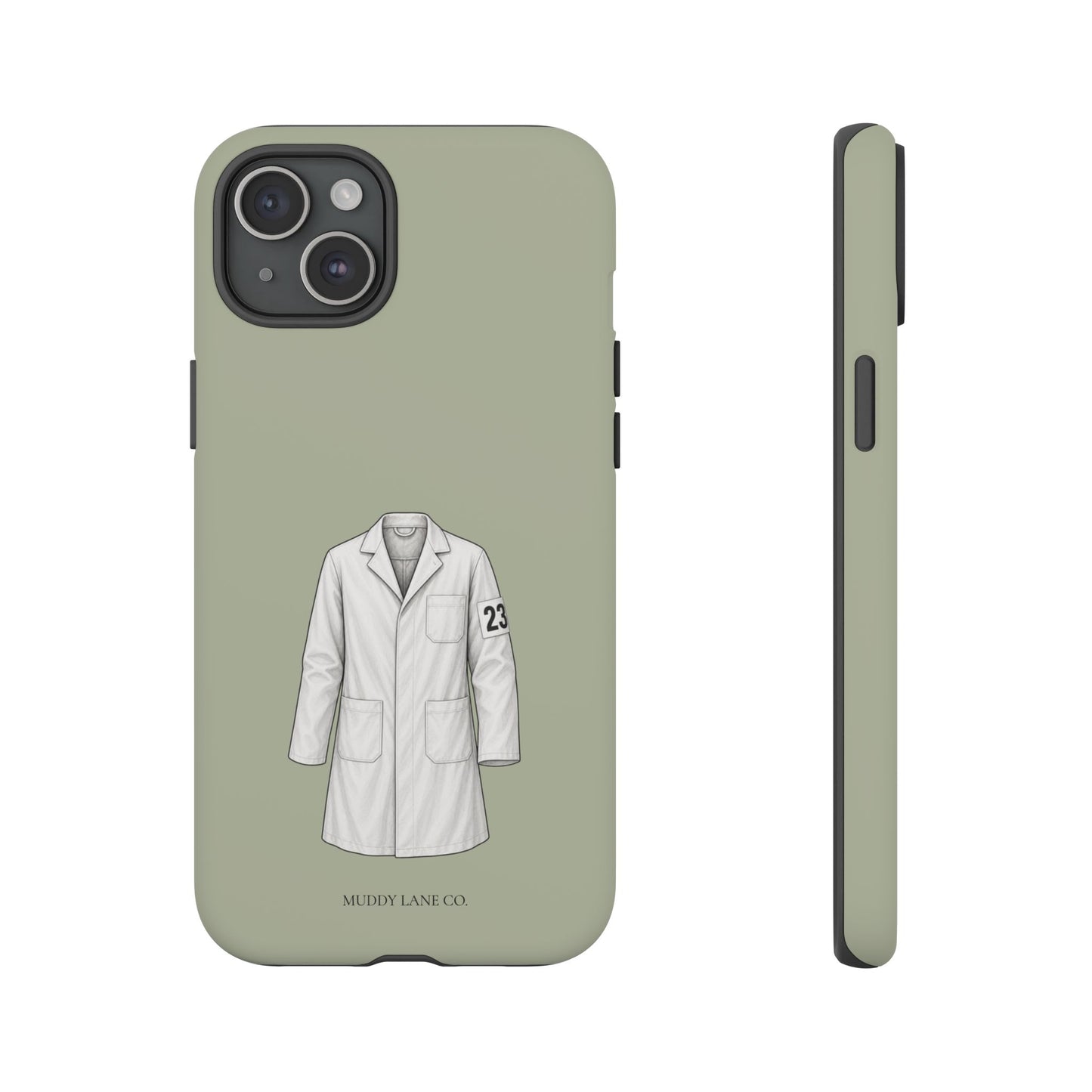 Showing Coat Tough Phone Case in Light Sage Matte