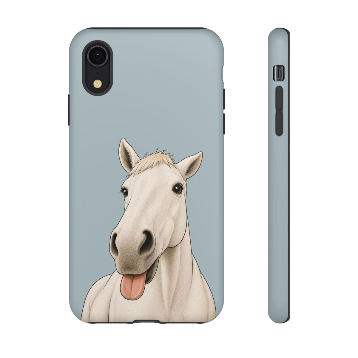 Silly White Horse phone case in Dusty Blue by Muddy Lane Co, photo 5