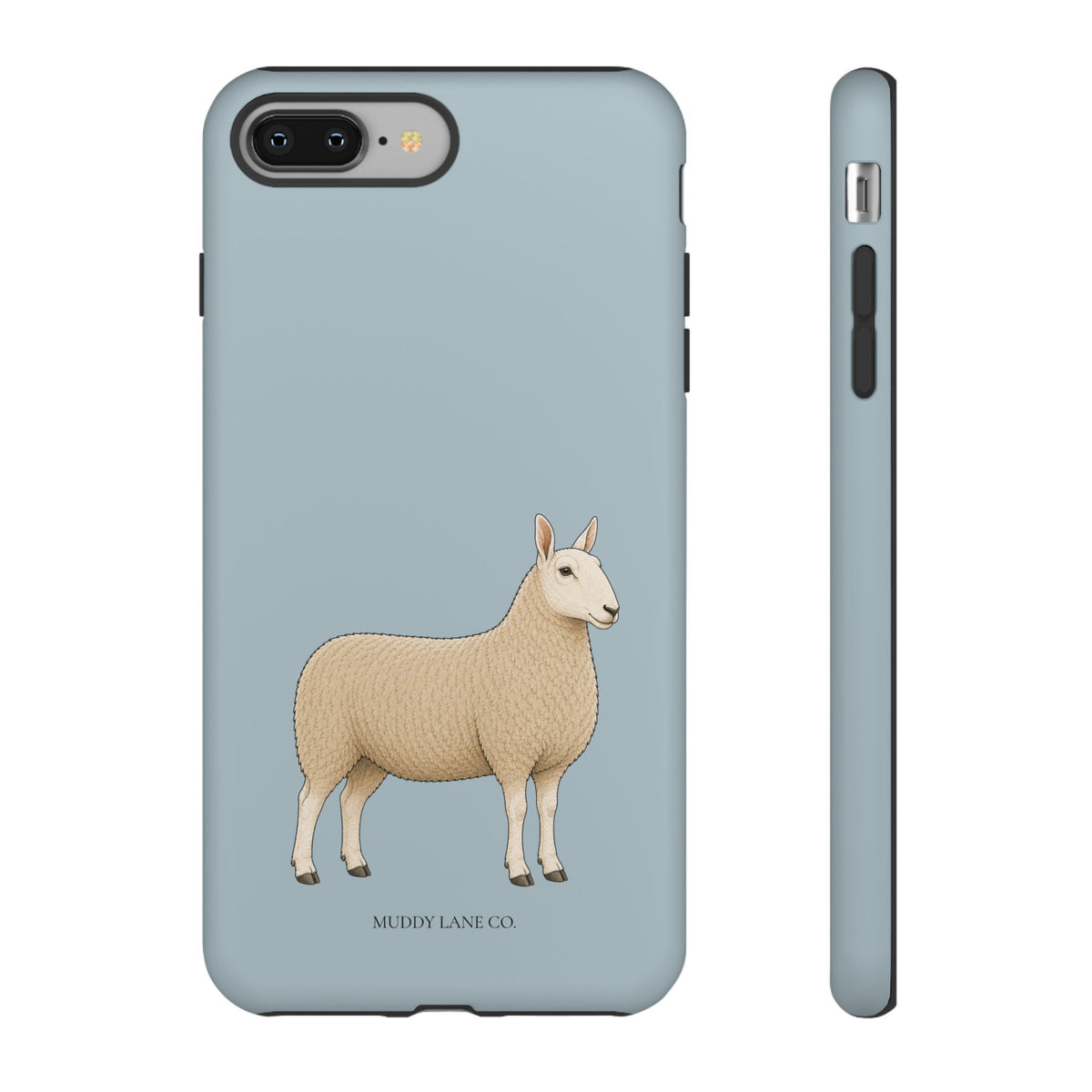 Border Leicester Sheep phone case in Dusty Blue by Muddy Lane Co, photo 3