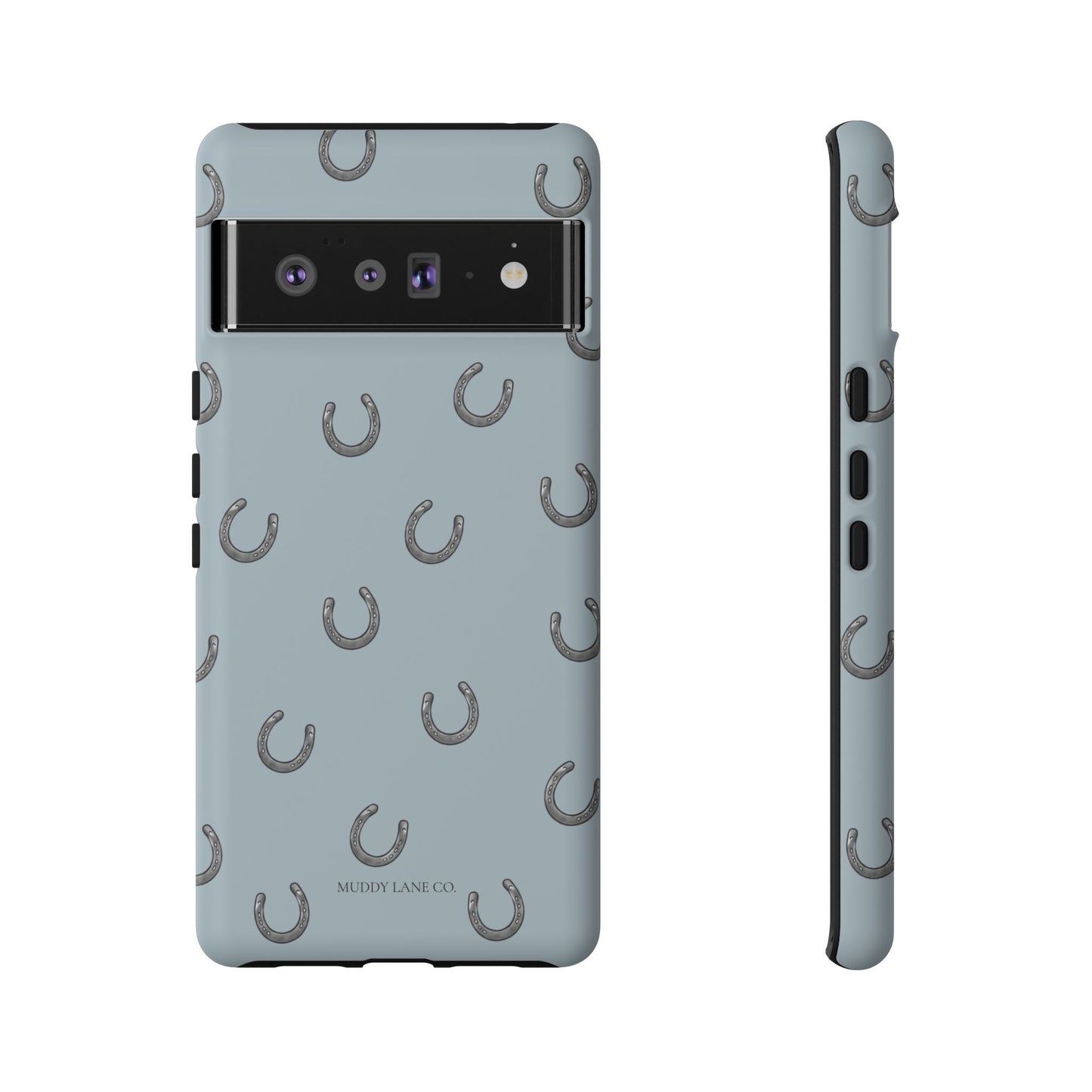Horseshoe Pattern Tough Phone Case in Dusty Blue Matte