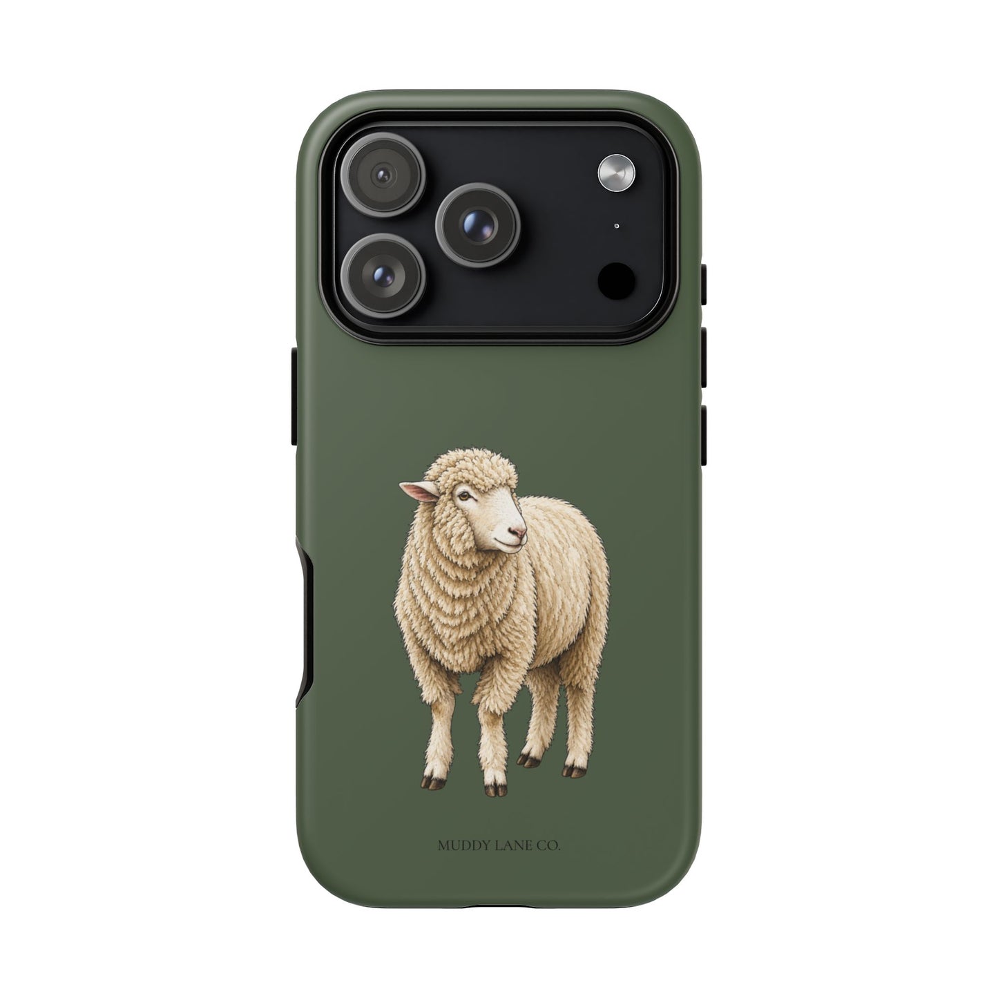 Sheep Tough Phone Case in Forest Green Matte