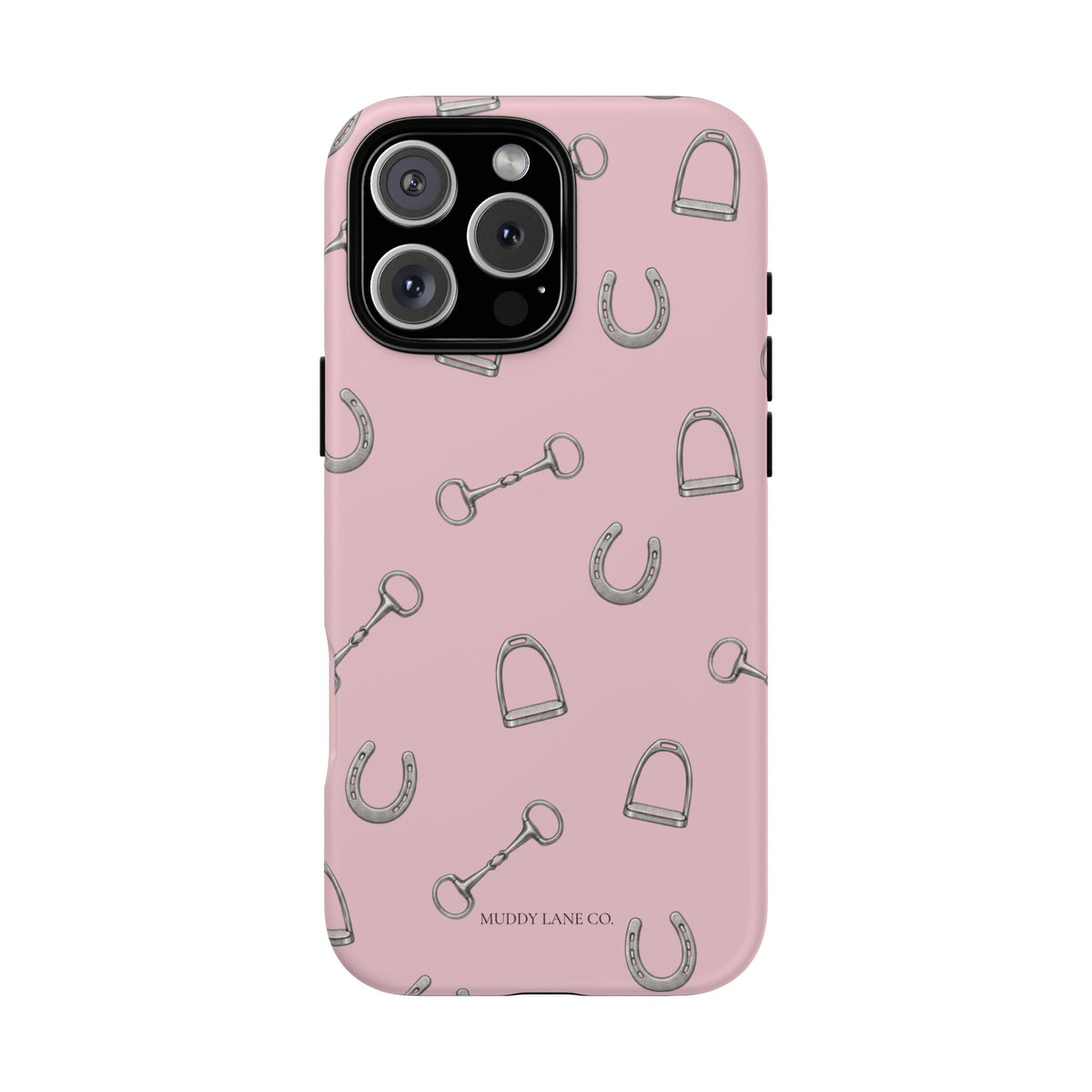 Tack Room Pattern Tough Phone Case in Soft Rosette Pink Matte