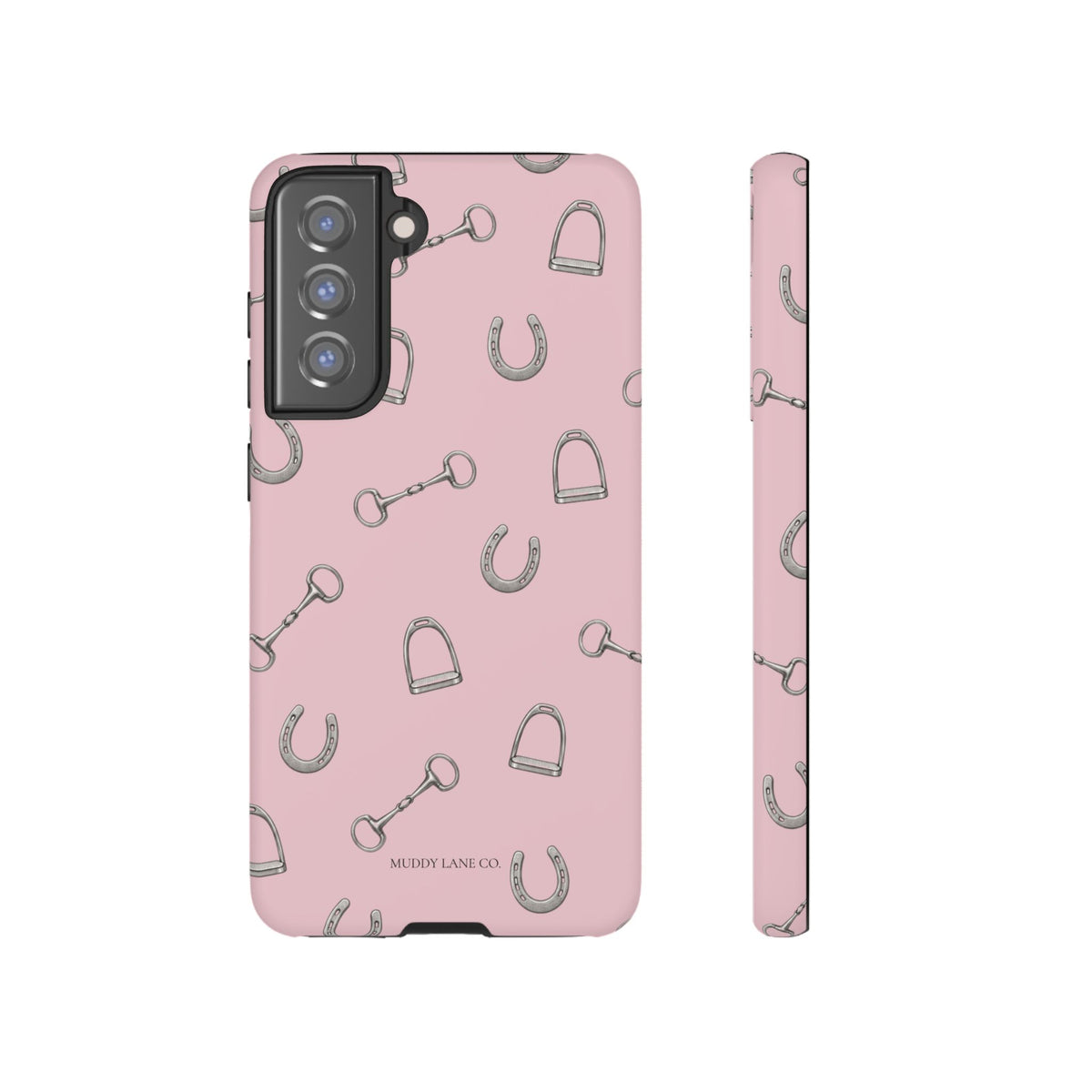 Tack Room Pattern Tough Phone Case in Soft Rosette Pink Matte
