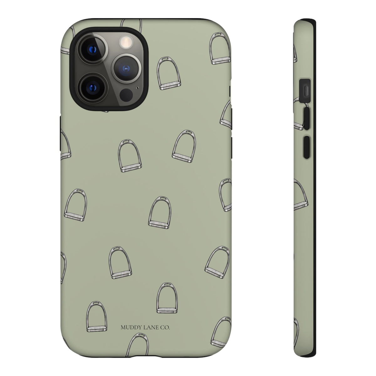 Stirrup Pattern Tough Phone Case in Light Sage Matte