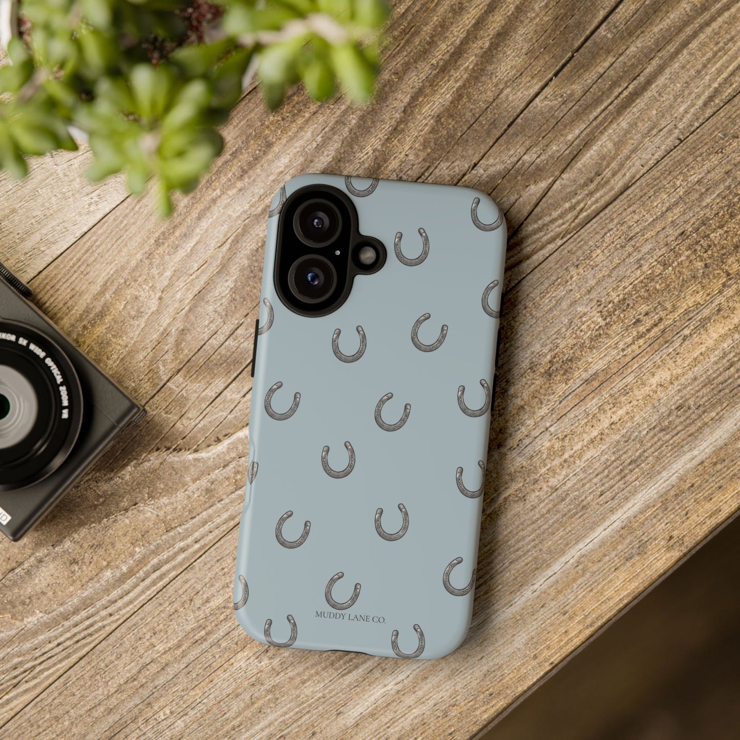 Horseshoe Pattern Tough Phone Case in Dusty Blue Matte