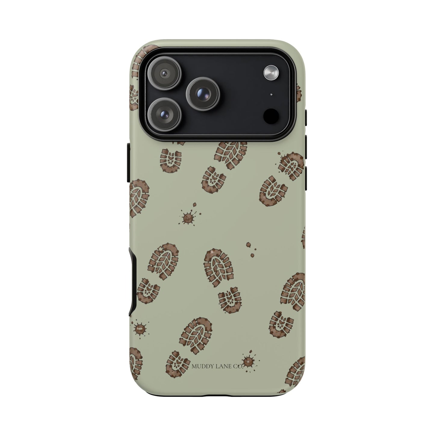 Muddy Boot Print Tough Phone Case in Light Sage Matte