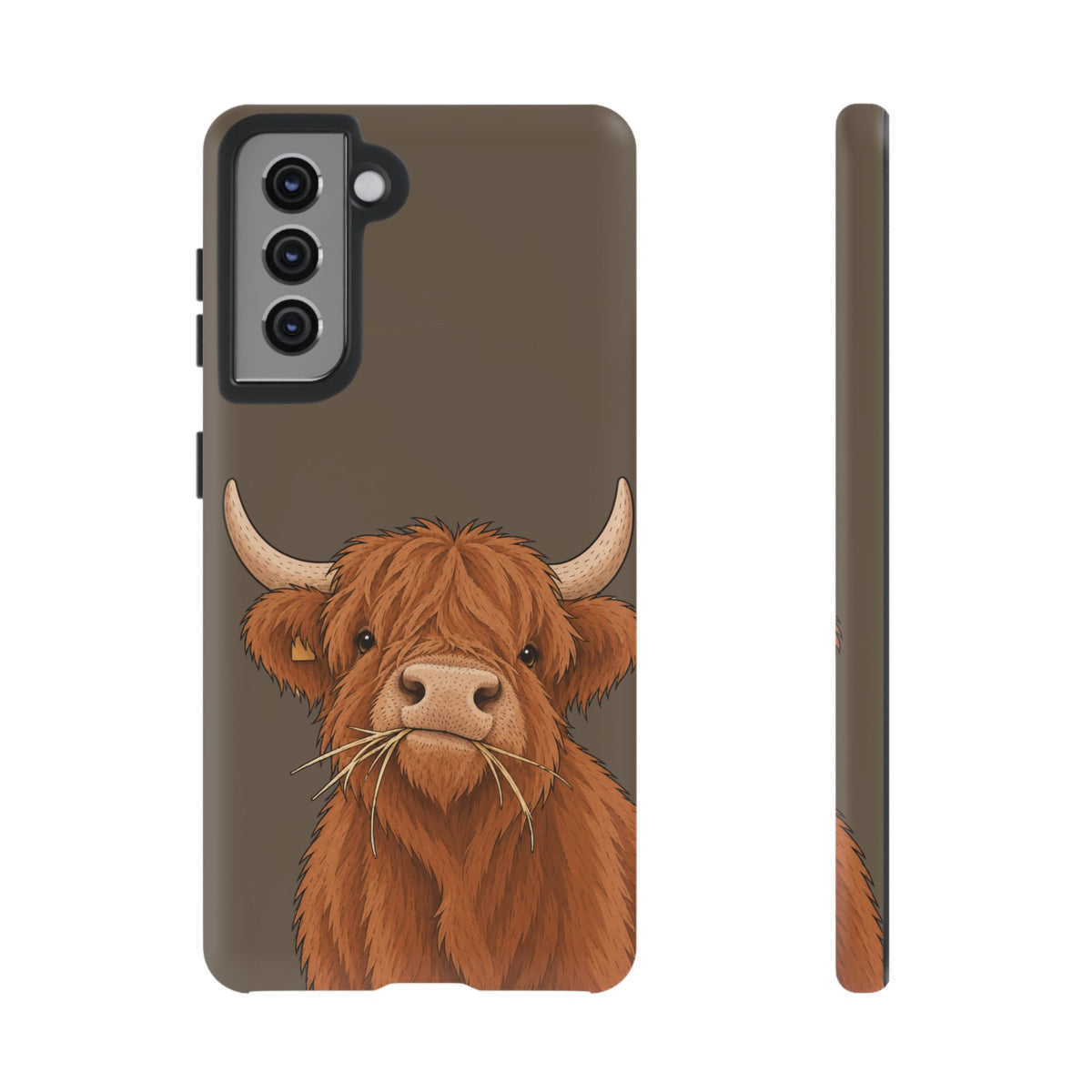 Highland Cow Close-Up Tough Phone Case in Taupe Brown Matte