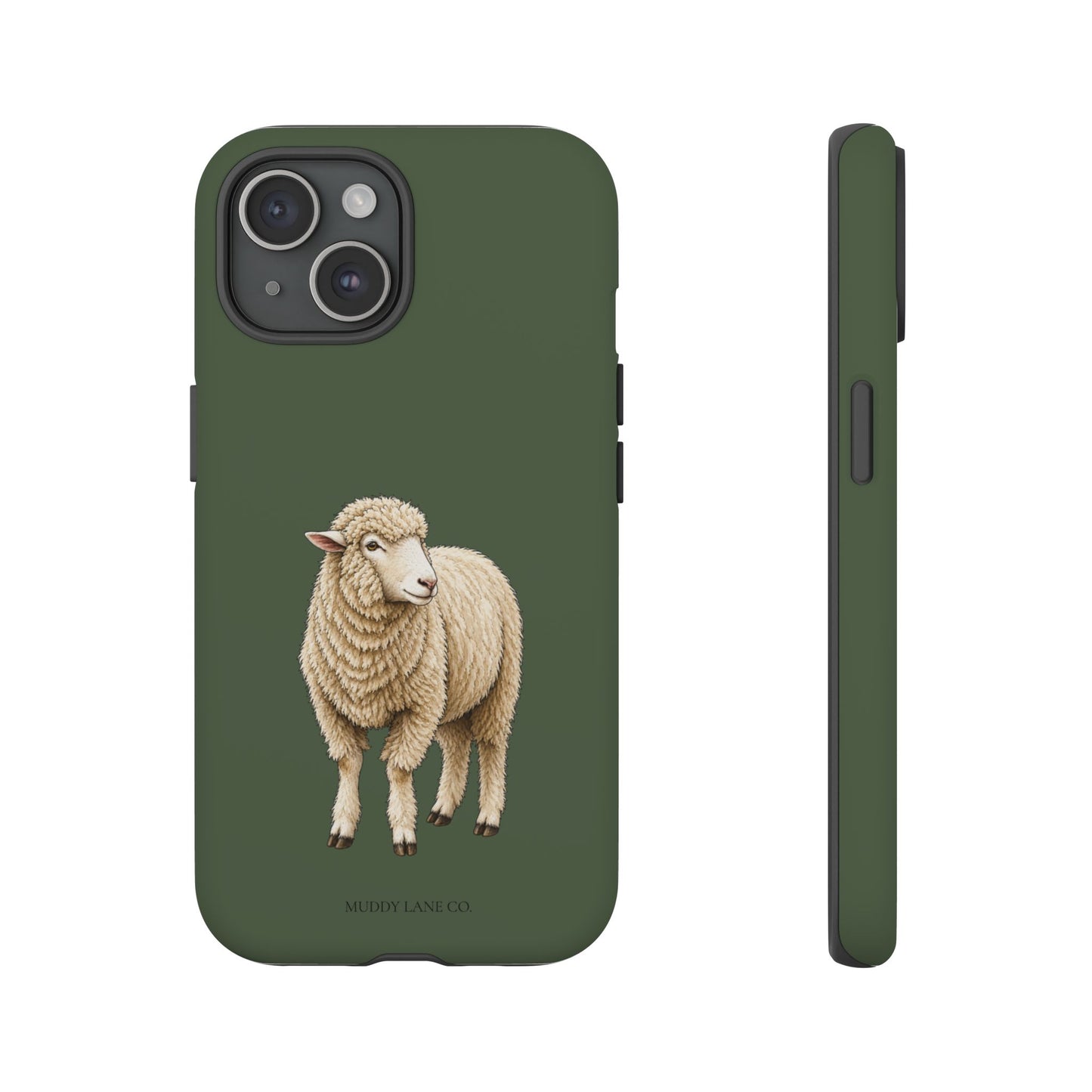 Sheep Tough Phone Case in Forest Green Matte
