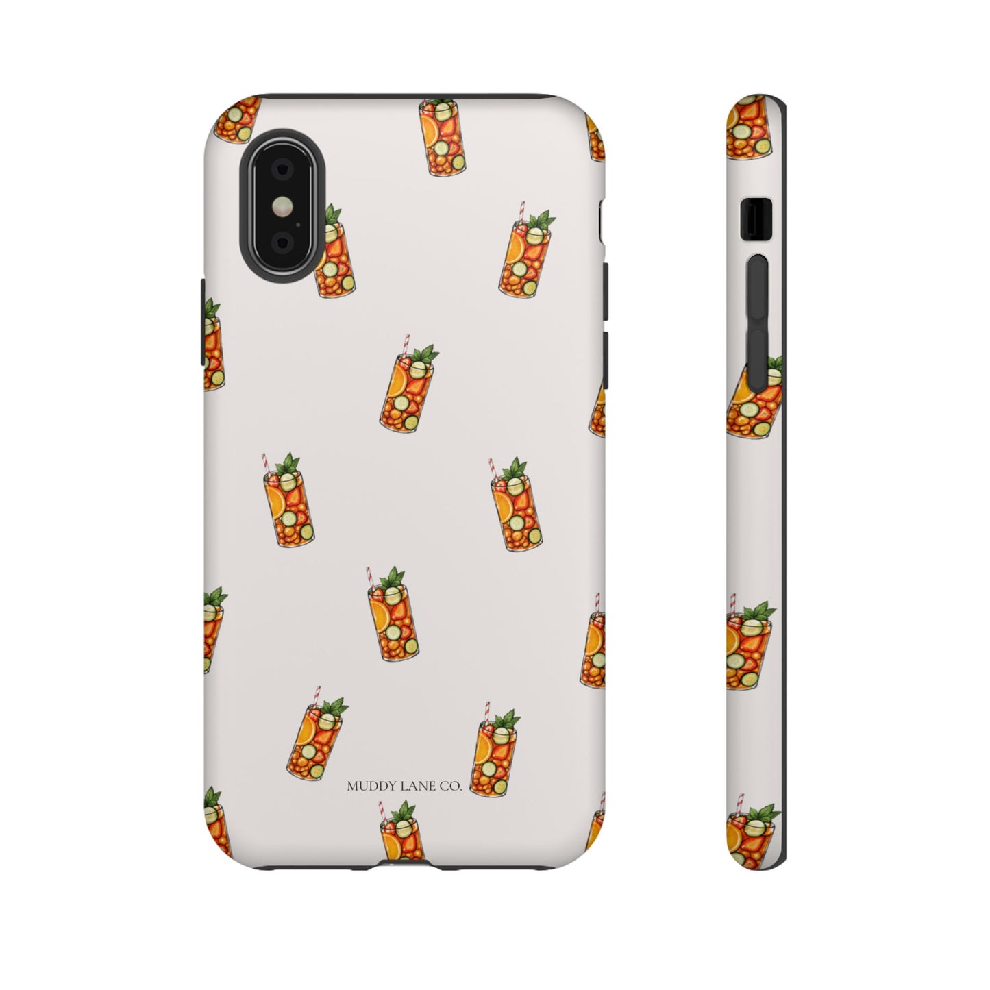Summer Drink Pattern Tough Phone Case in Warm Cream Matte
