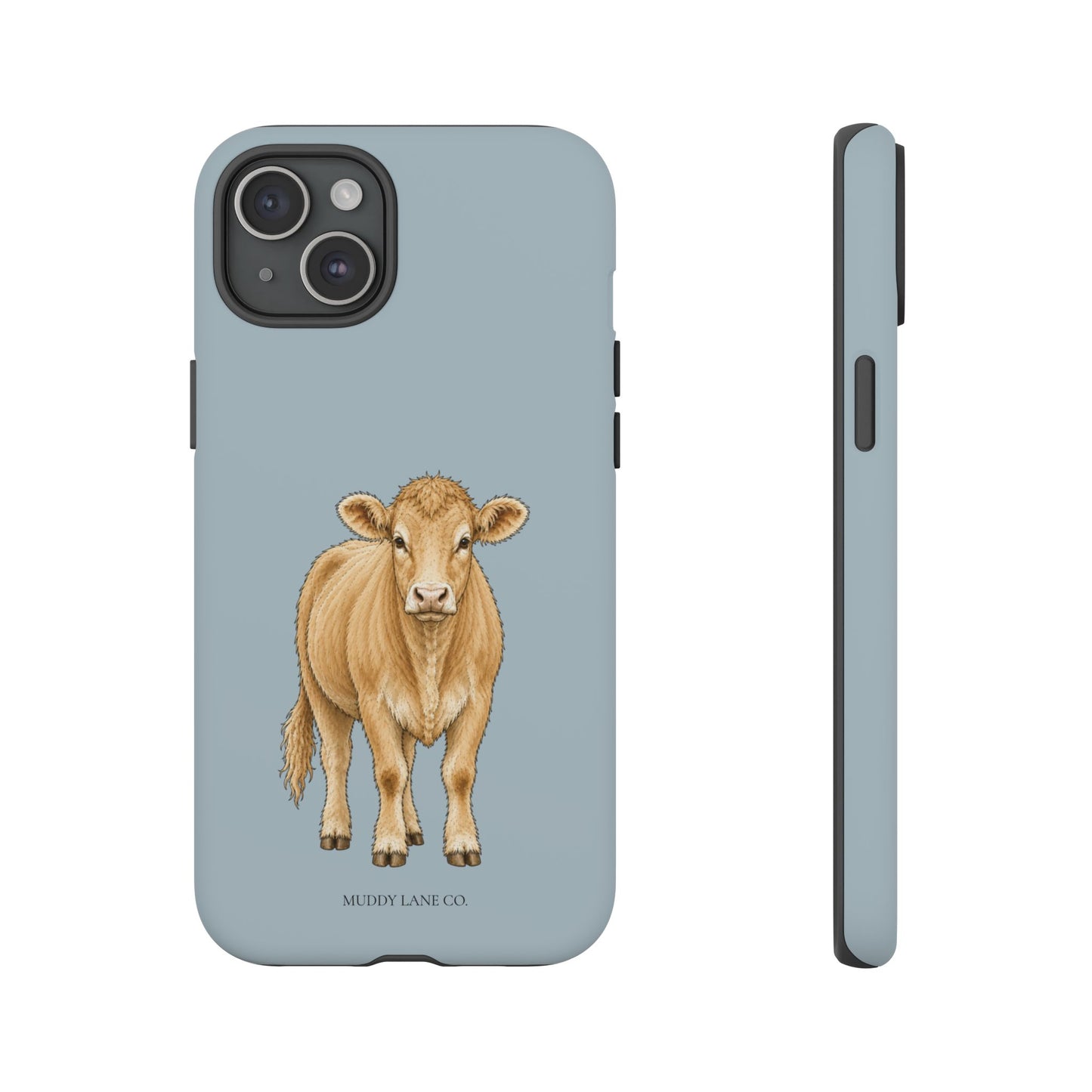 Farm Cow Tough Phone Case in Dusty Blue Matte
