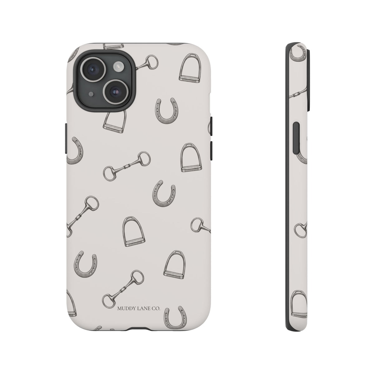 Tack Room Pattern Tough Phone Case in Warm Cream Matte