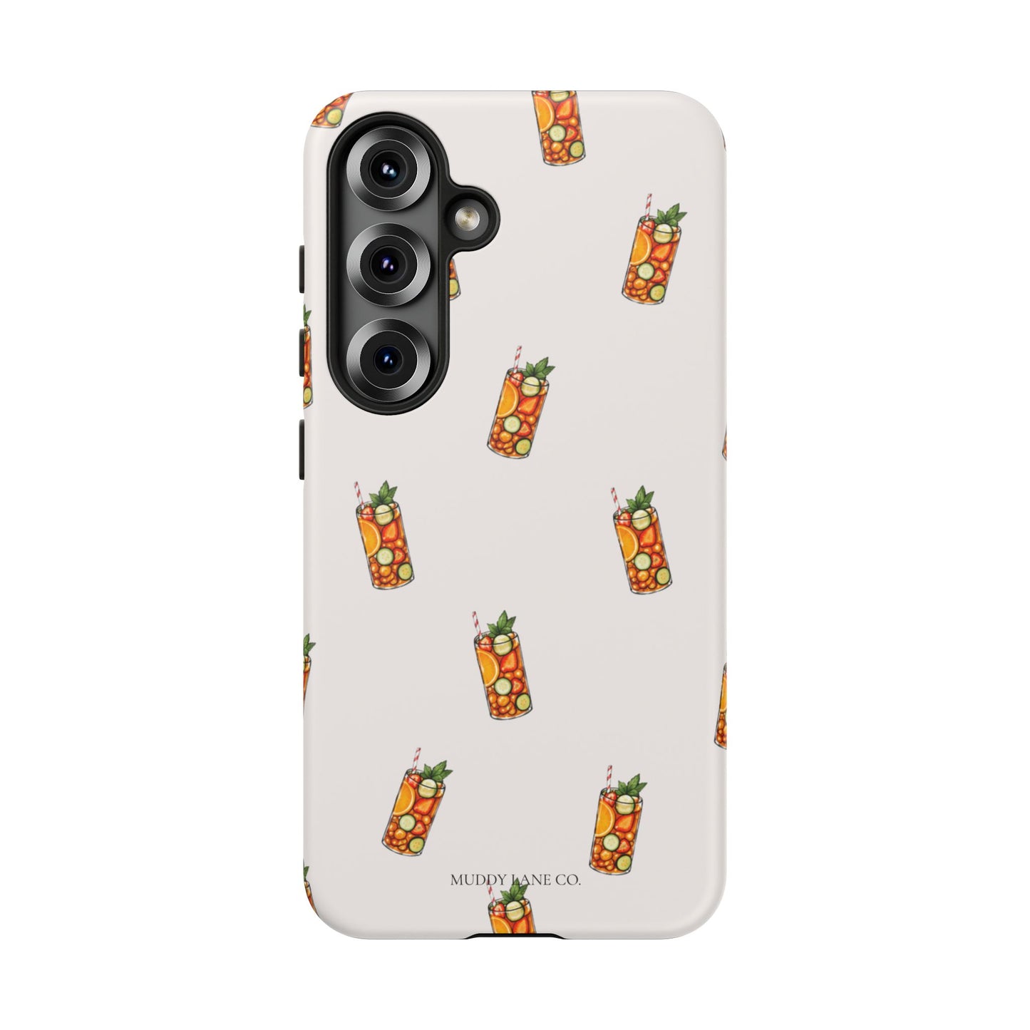 Summer Drink Pattern Tough Phone Case in Warm Cream Matte