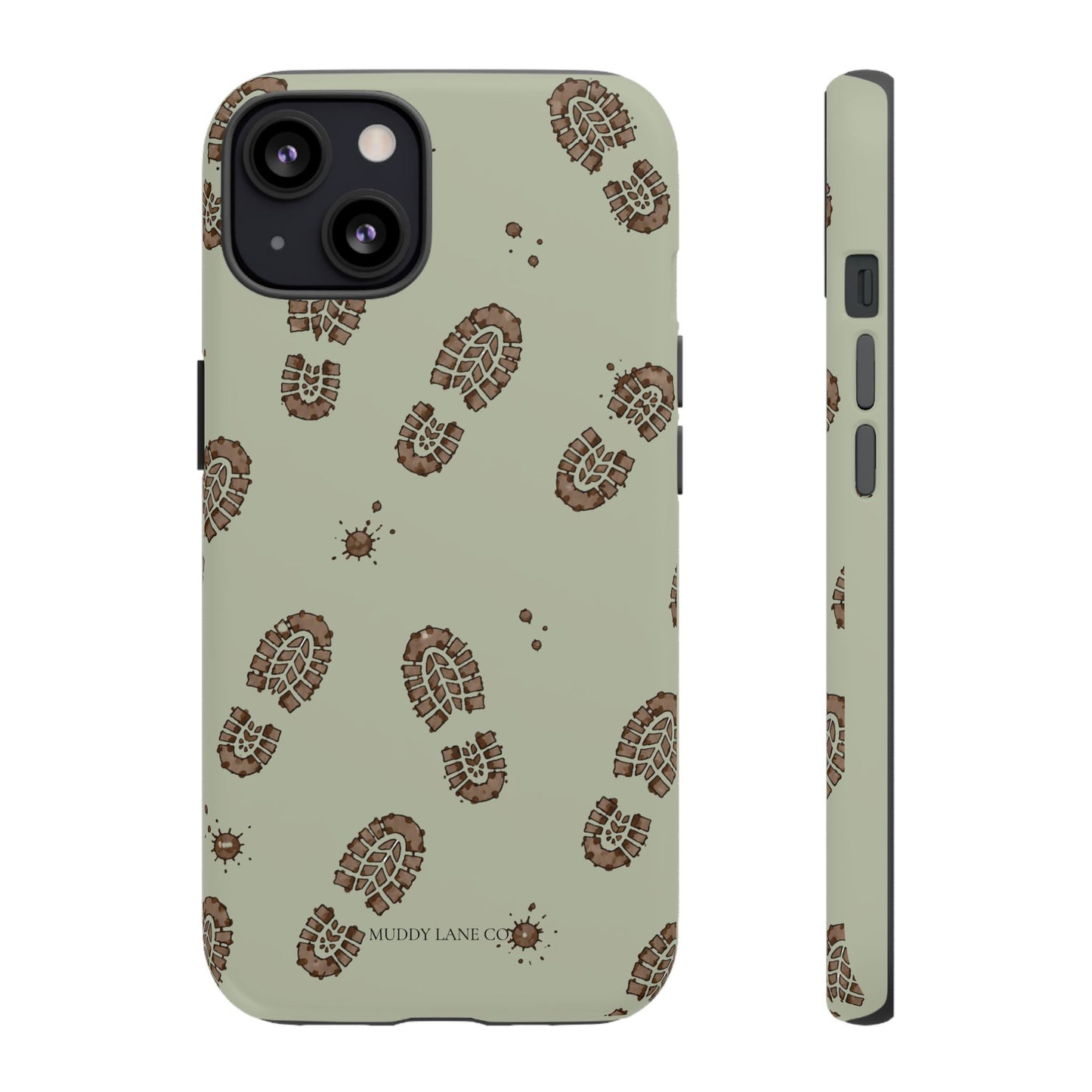 Muddy Boot Print Tough Phone Case in Light Sage Matte
