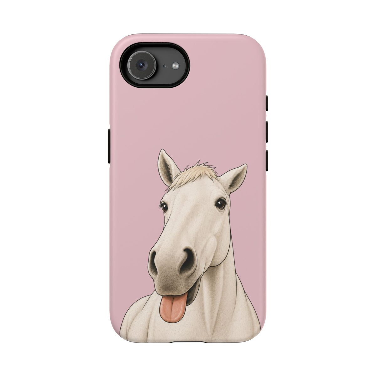 Silly White Horse Tough Phone Case in Soft Rosette Pink Matte
