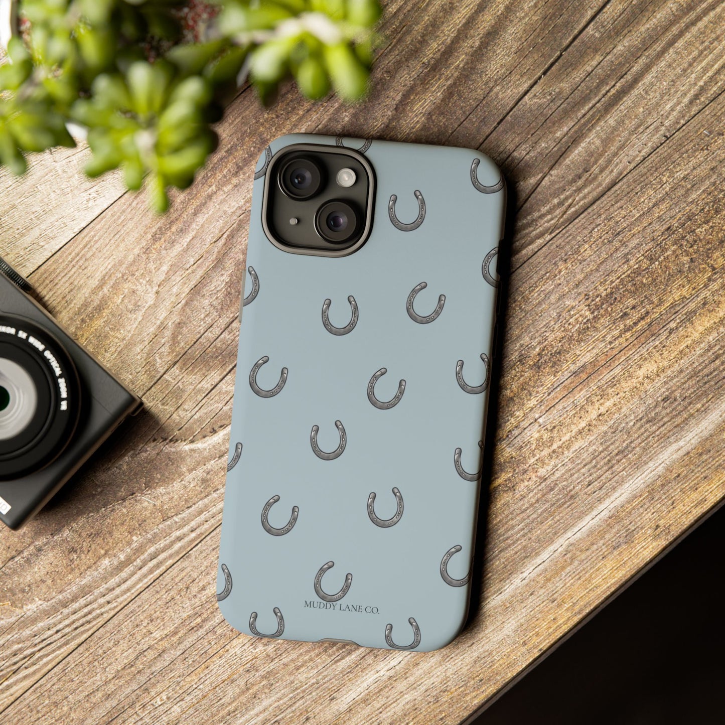 Horseshoe Pattern Tough Phone Case in Dusty Blue Matte